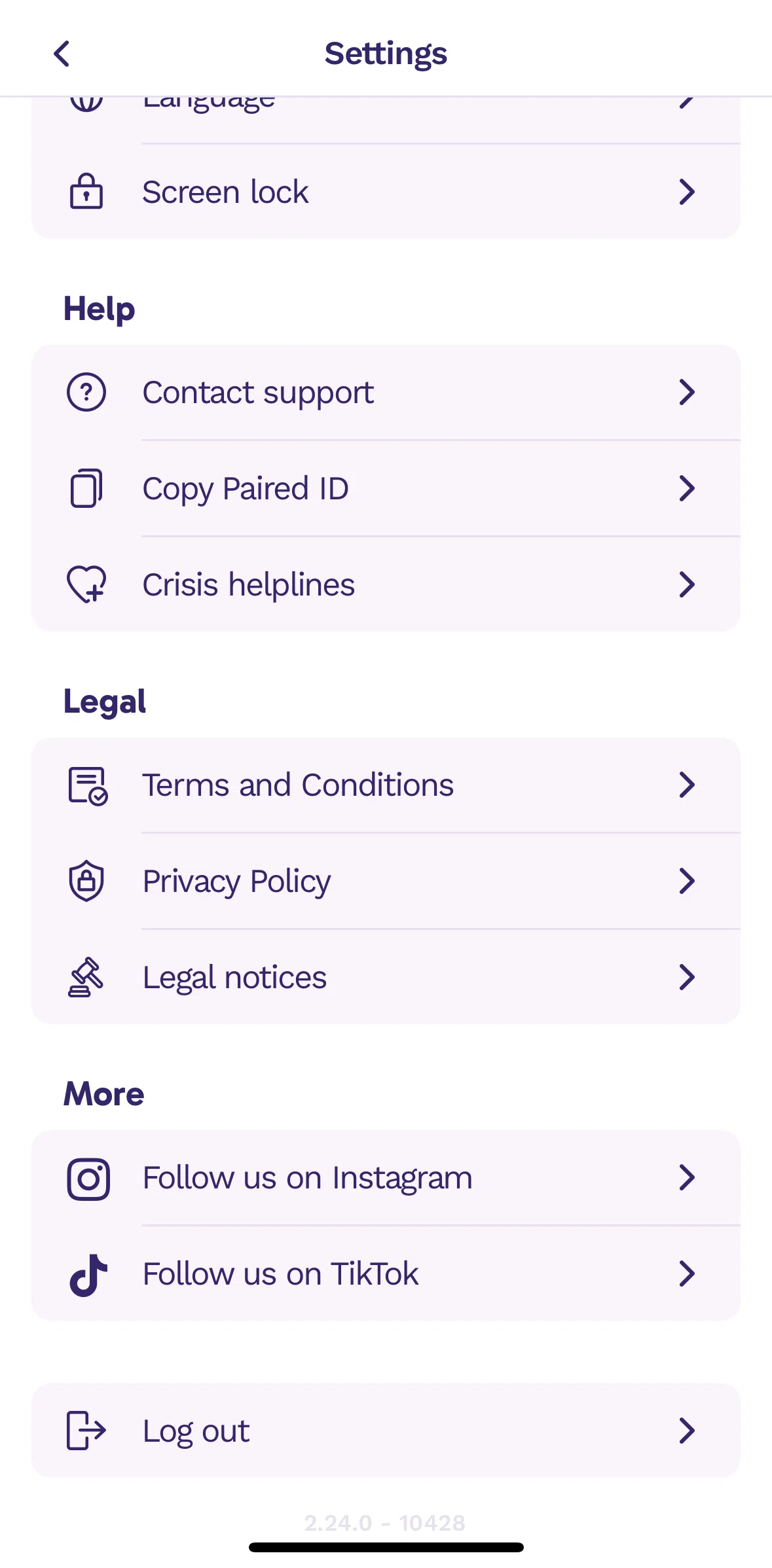 Paired Screen screen in the Logging out flow