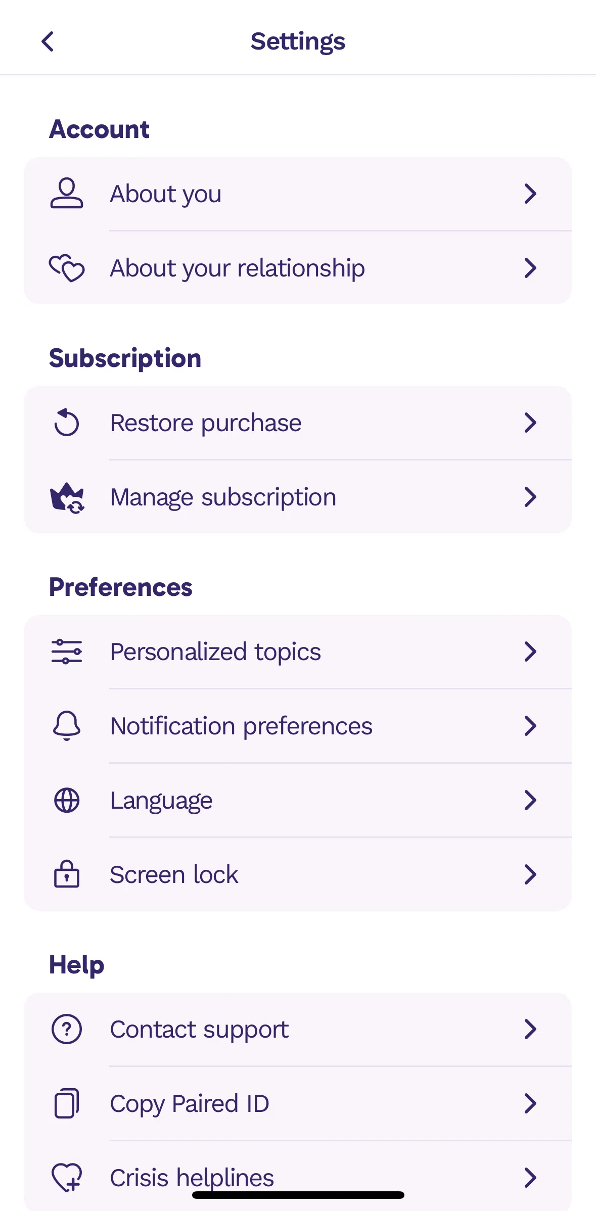 Paired Screen screen in the Notification preferences flow