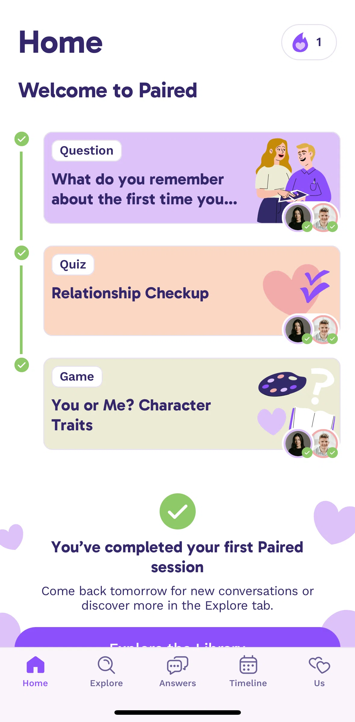 Paired Screen screen in the Us flow