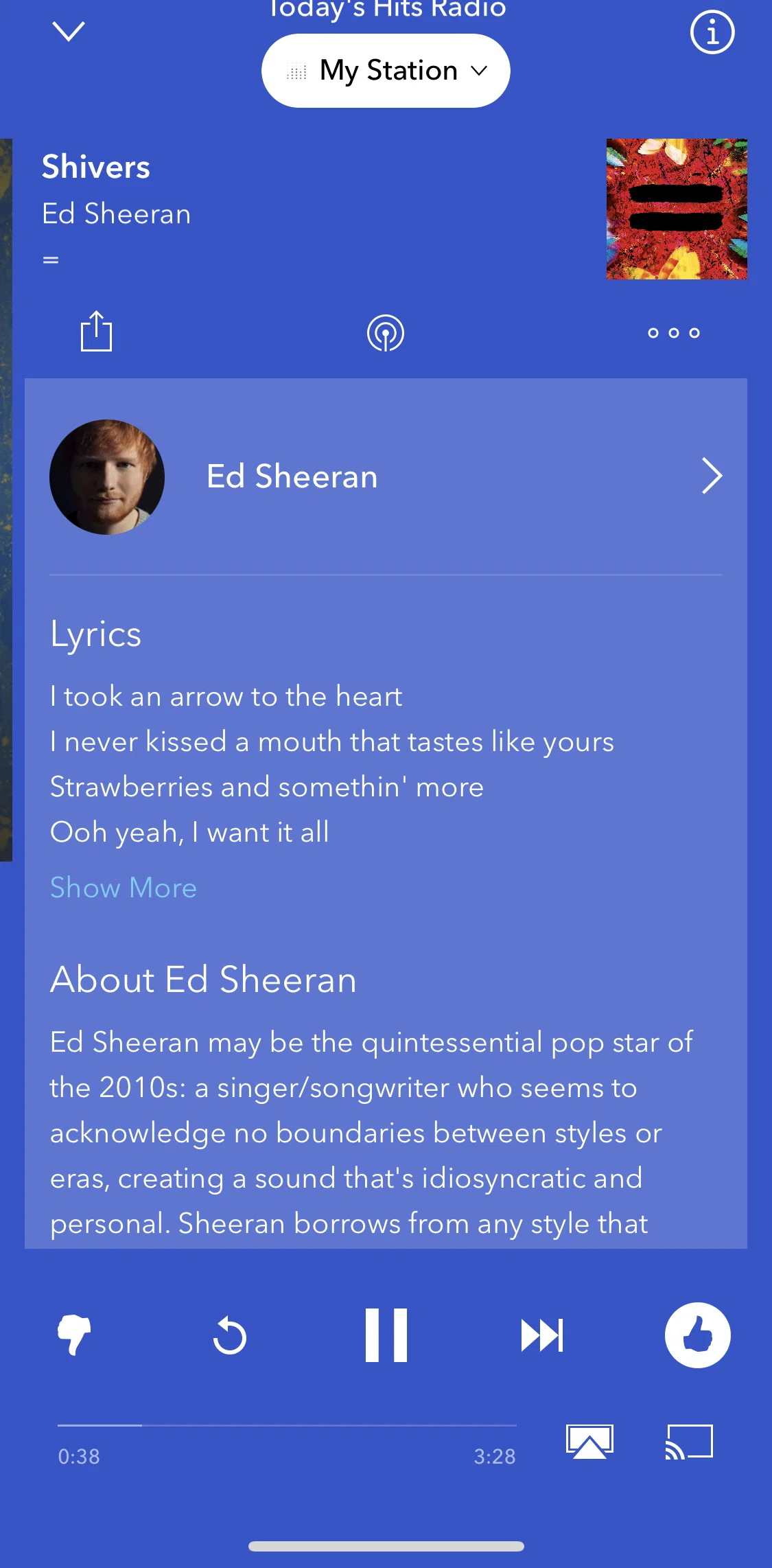 Pandora Screen screen in the Skipping a song flow
