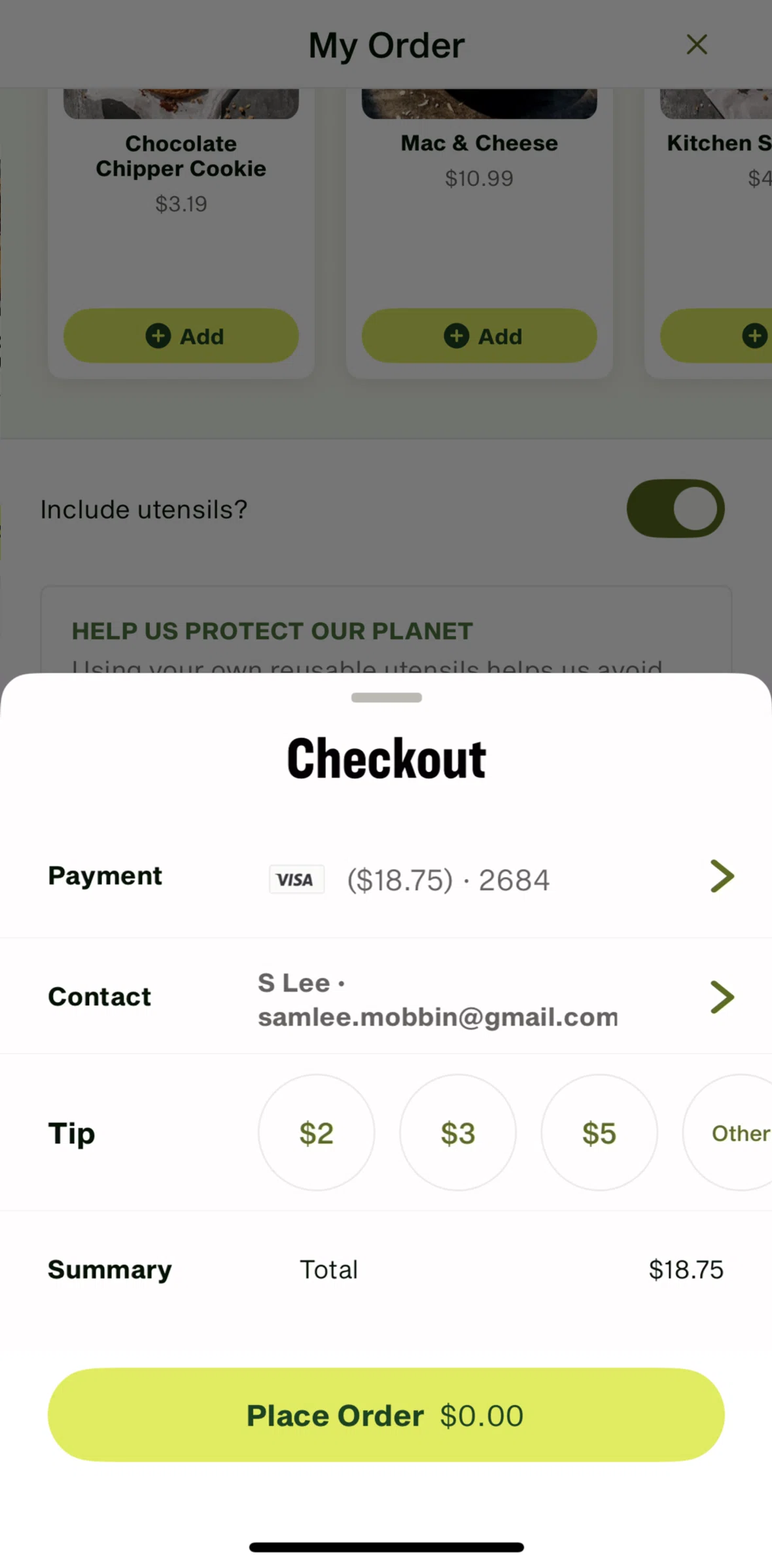 Panera Bread Screen screen in the Add payment method flow