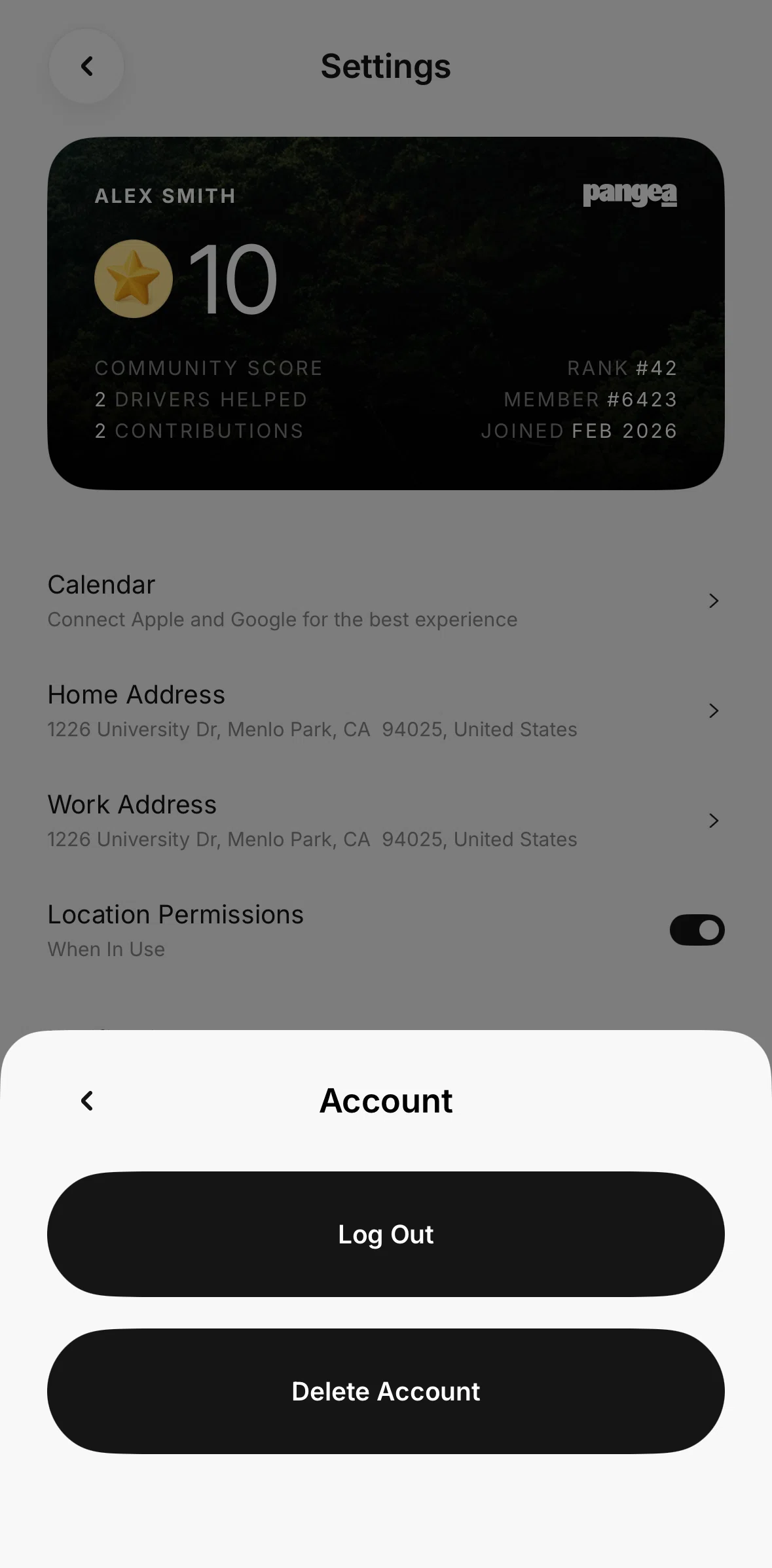 Pangea Charging Screen screen in the Deleting account flow