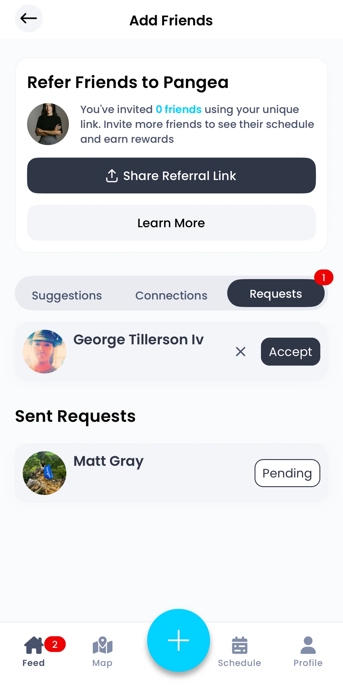 Pangea Screen screen in the Accepting a connection request flow
