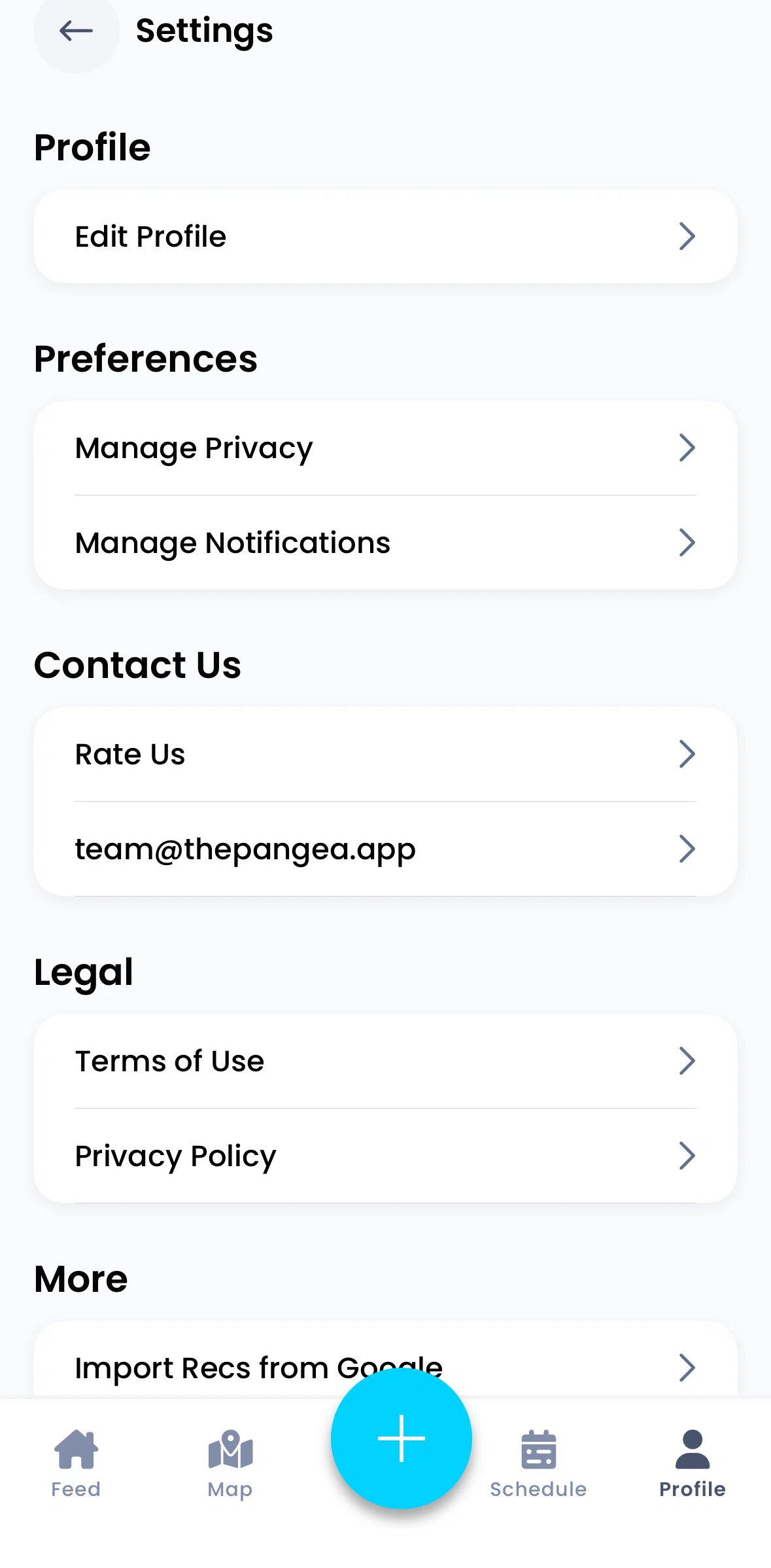 Pangea Screen screen in the Edit profile flow