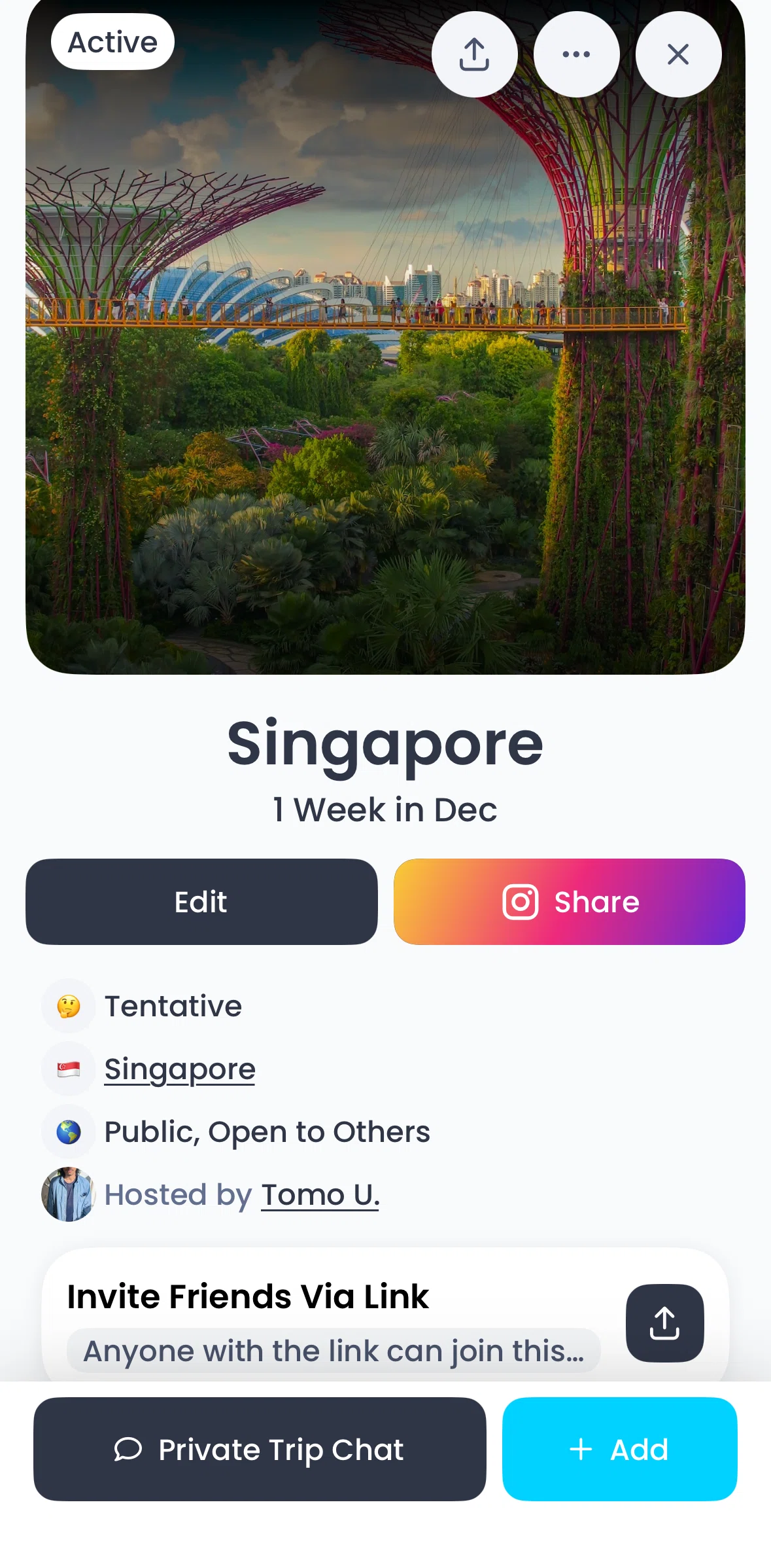Pangea Screen screen in the Extending a trip flow