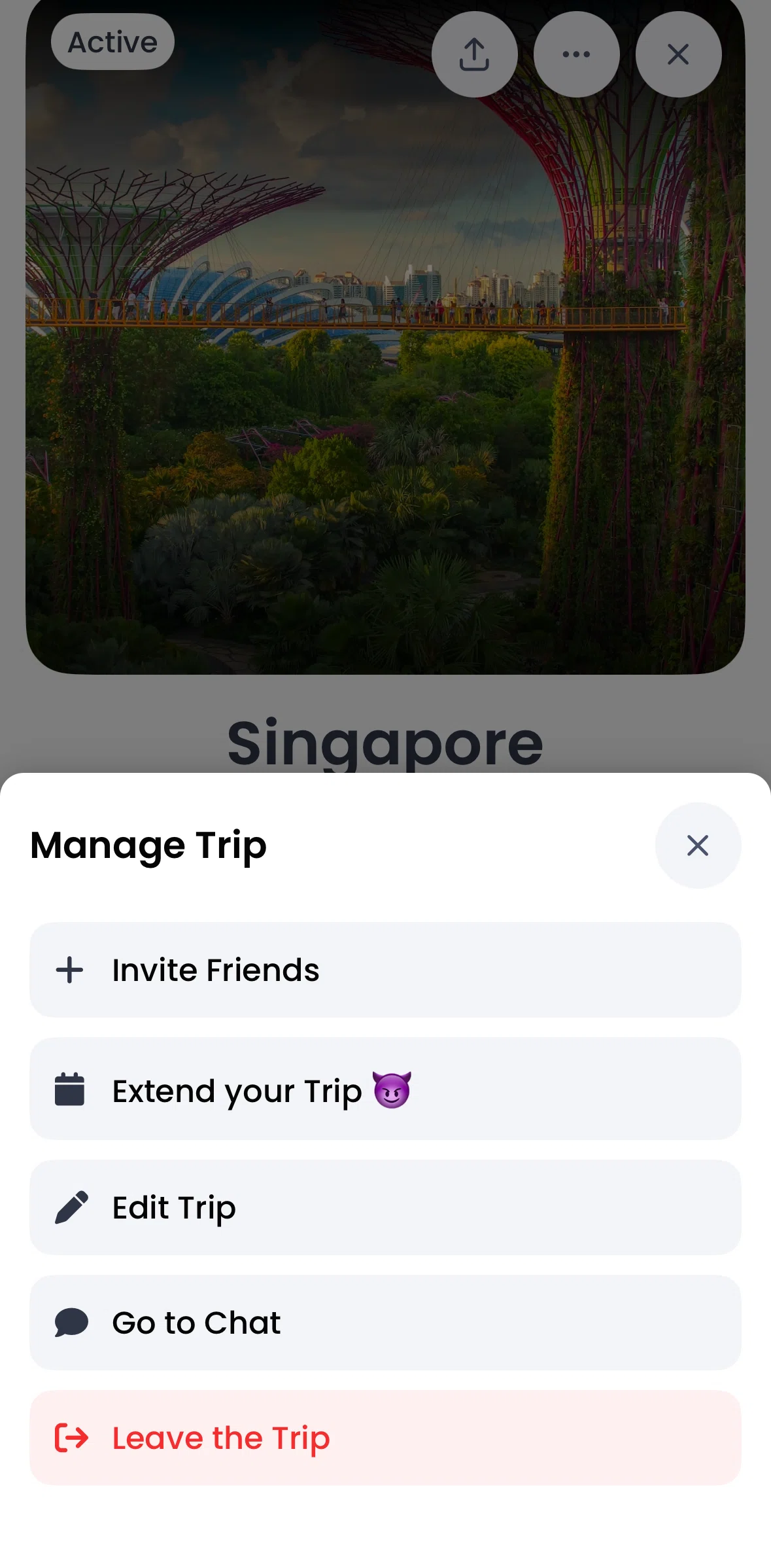 Pangea Screen screen in the Leaving a trip flow