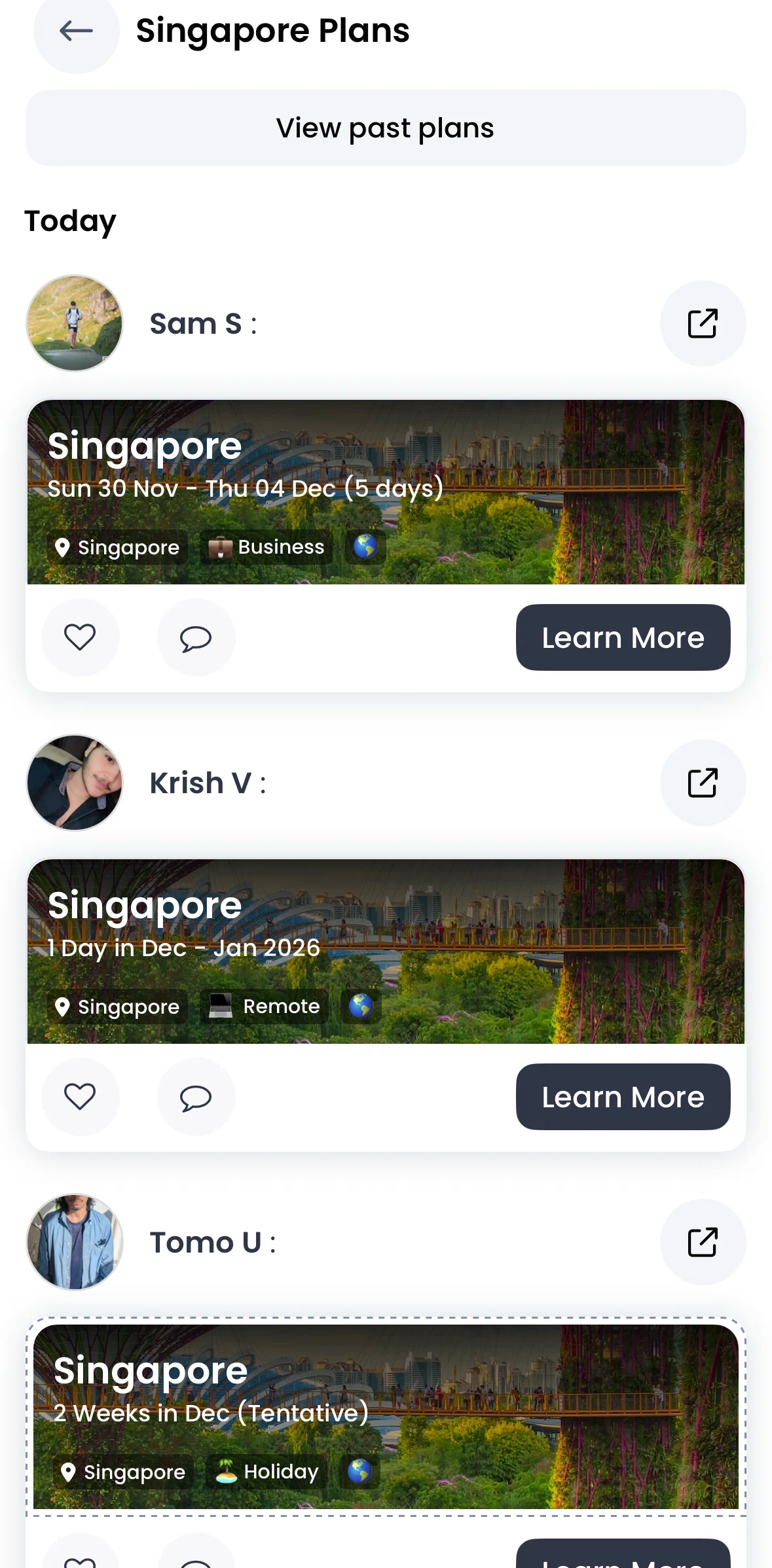 Pangea Screen screen in the Liking a trip flow