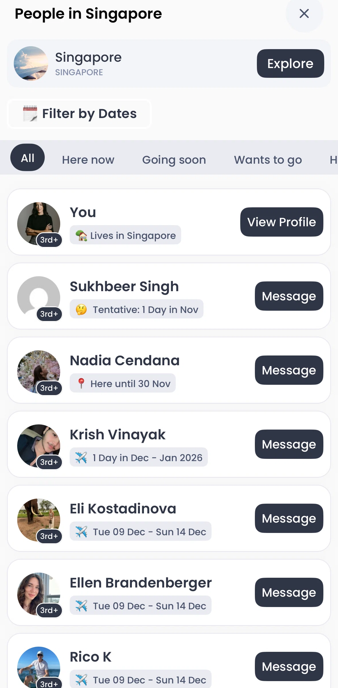 Pangea Screen screen in the User profile flow