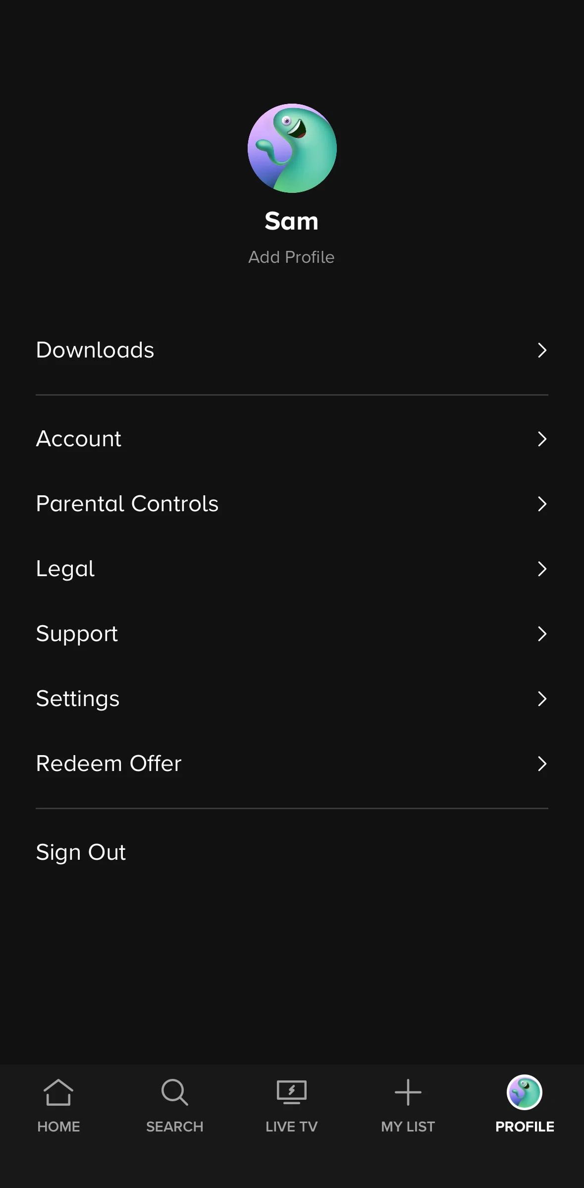 Paramount+ Screen screen in the Adding a profile flow