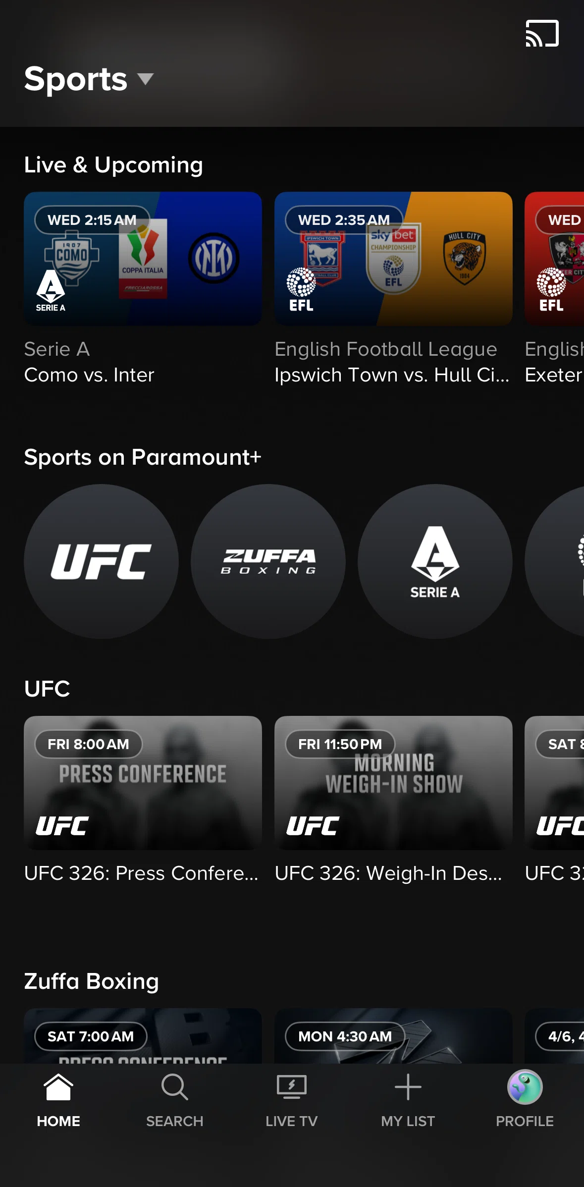 Paramount+ Screen screen in the Channel detail flow