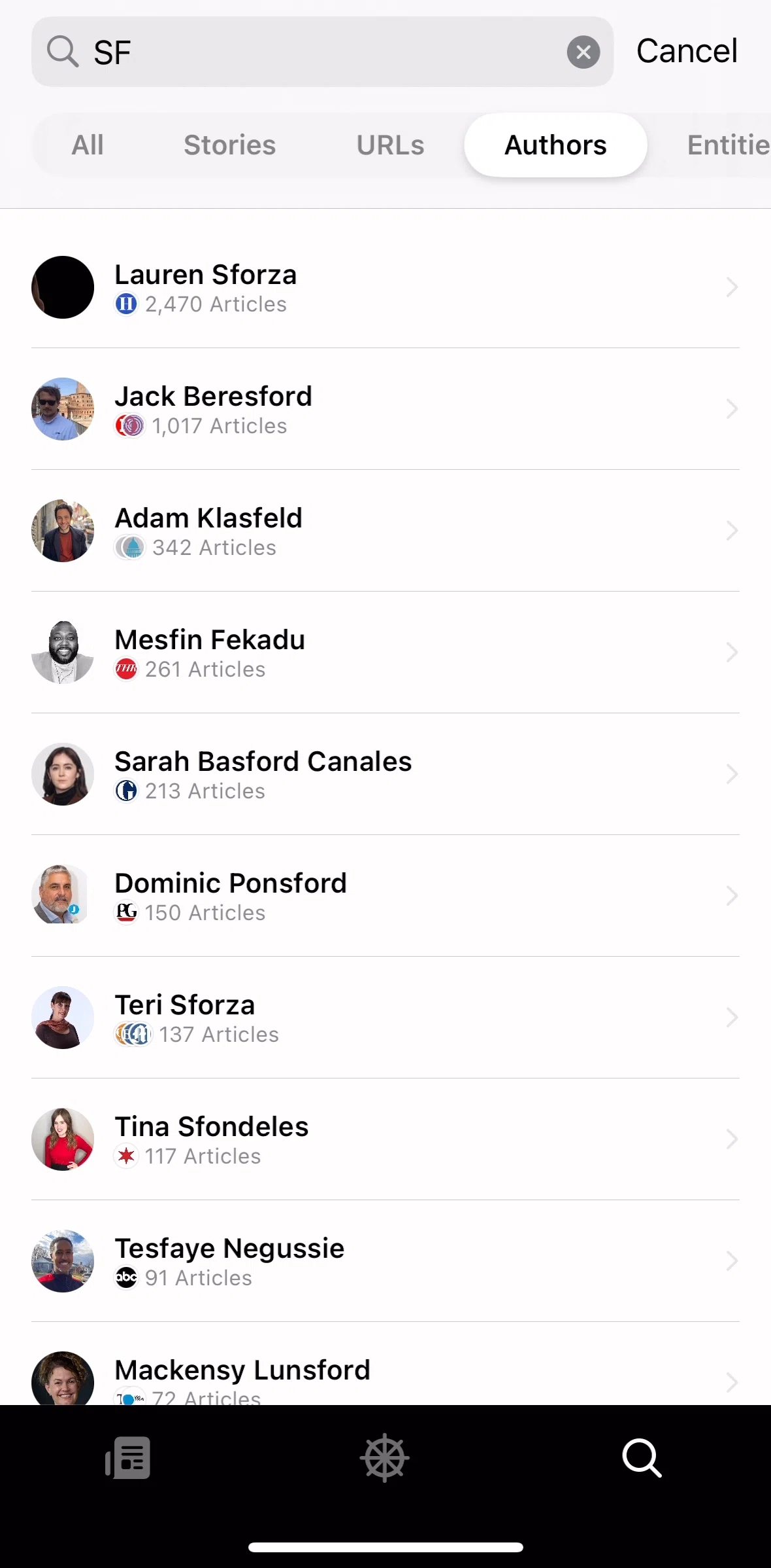 Particle News Screen screen in the Author flow
