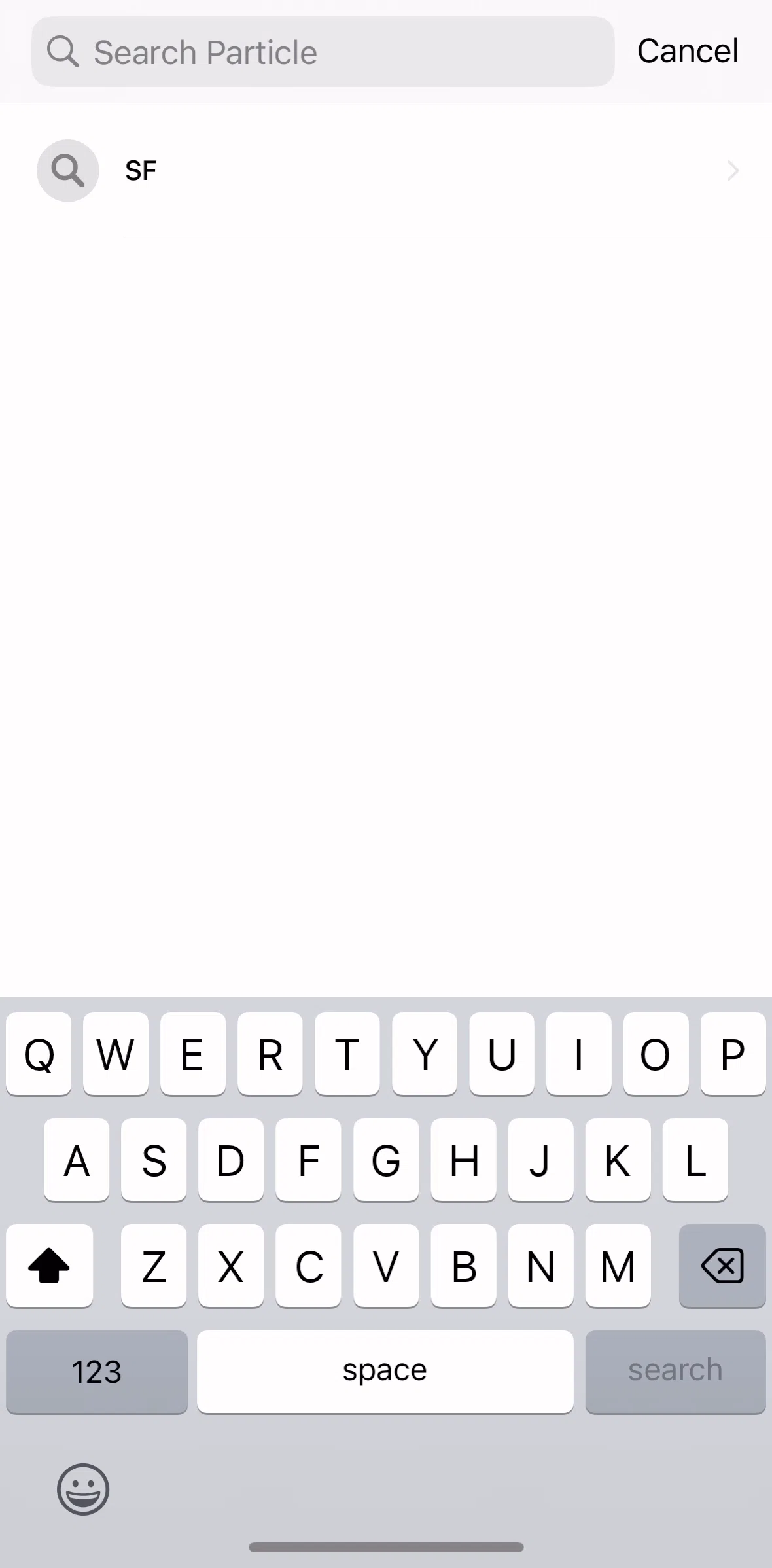 Particle News Screen screen in the Deleting a search keyword flow