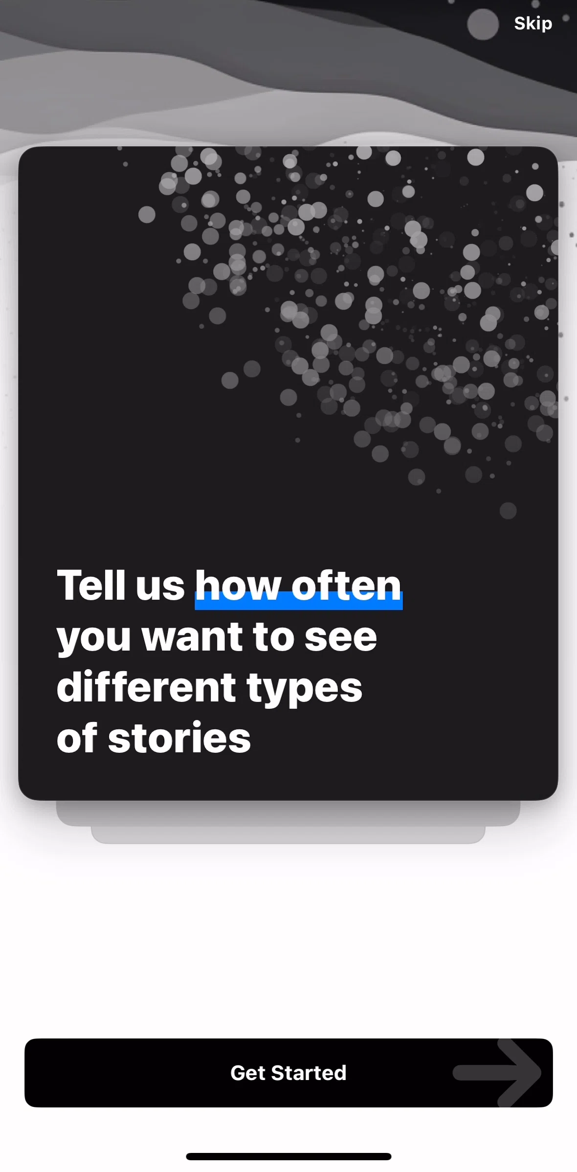Particle News Screen screen in the Personalizing news flow