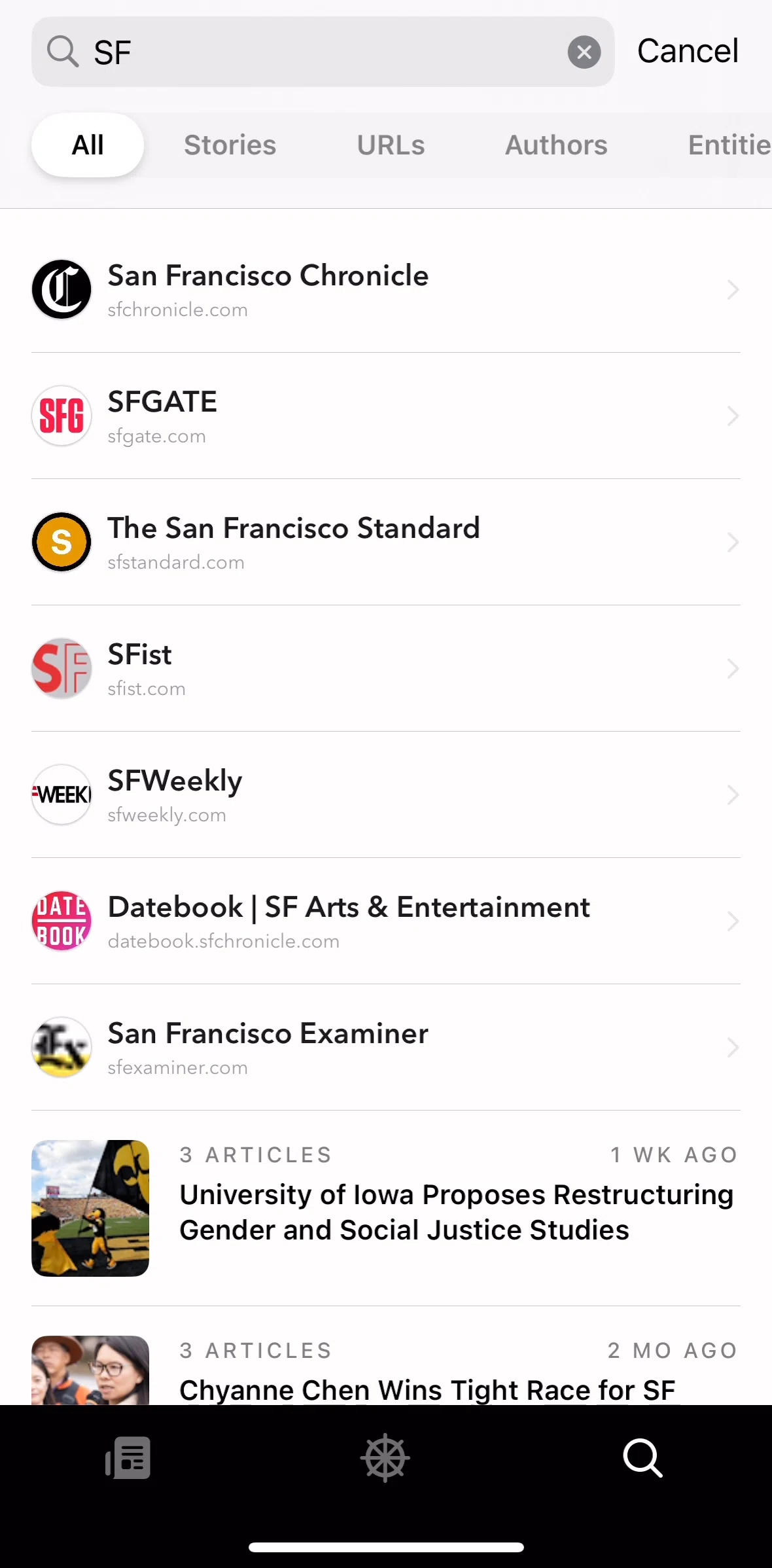 Particle News Screen screen in the Publisher flow