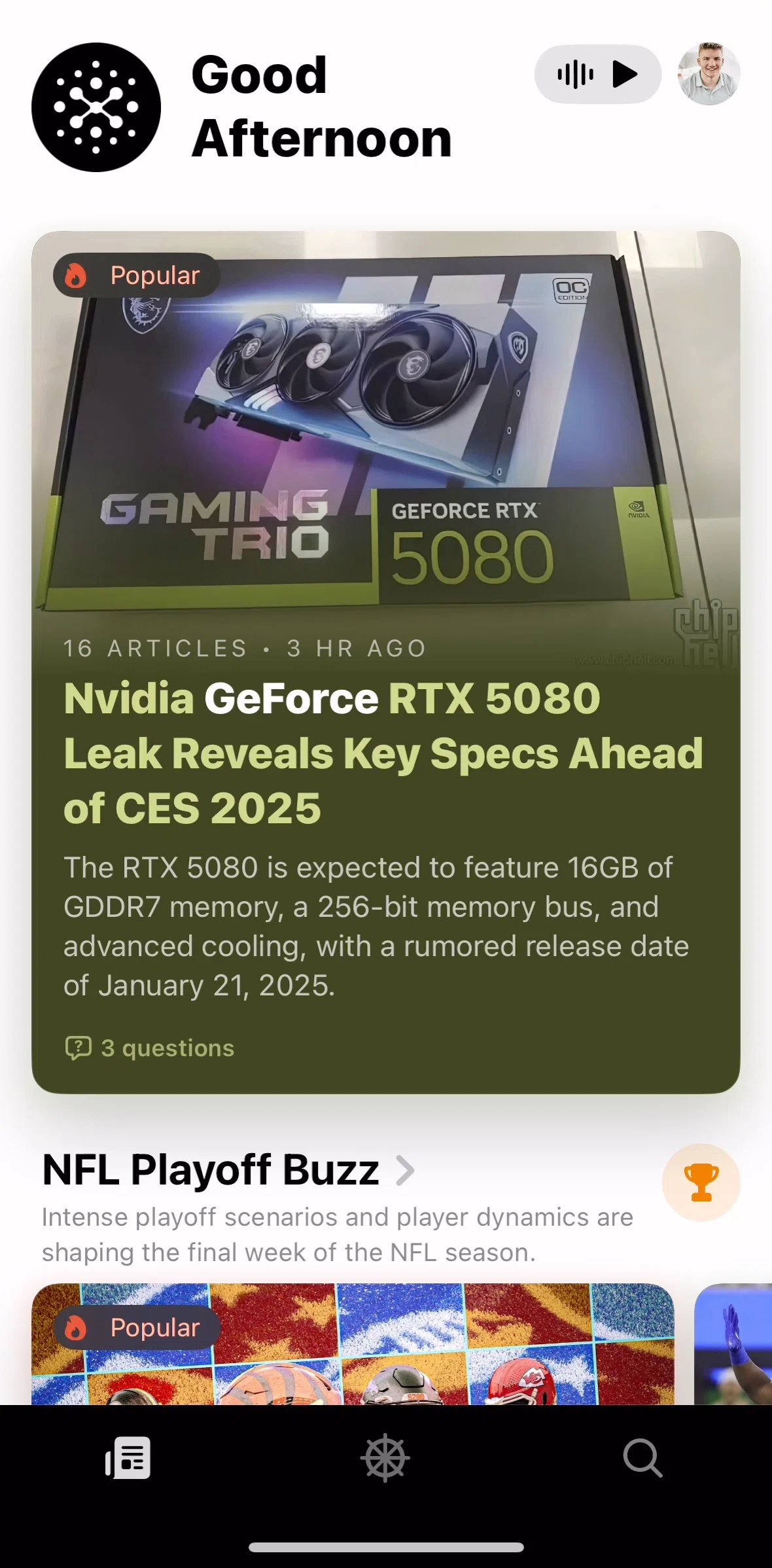 Particle News Screen screen in the Search flow