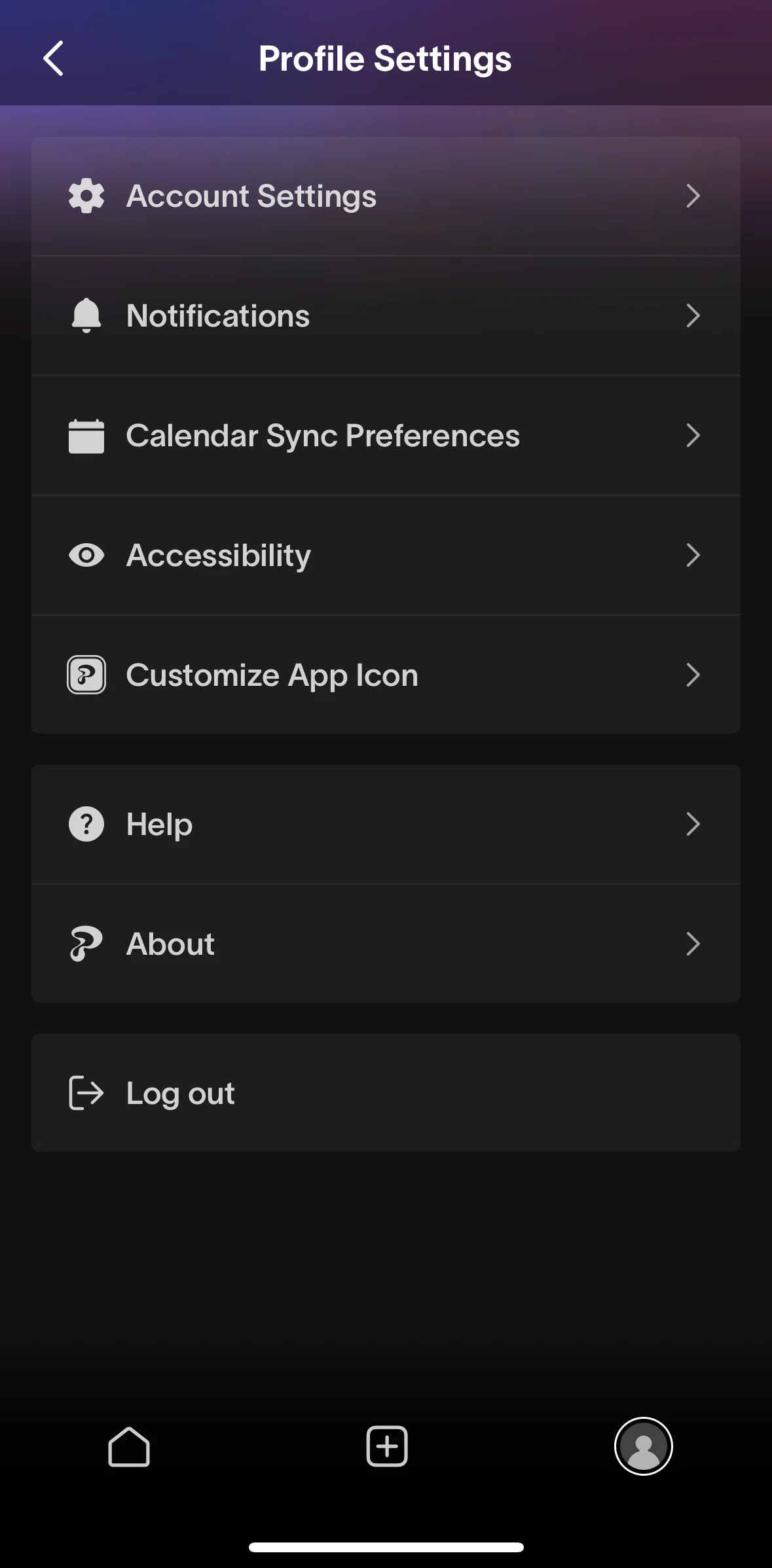 Partiful Screen screen in the Account settings flow
