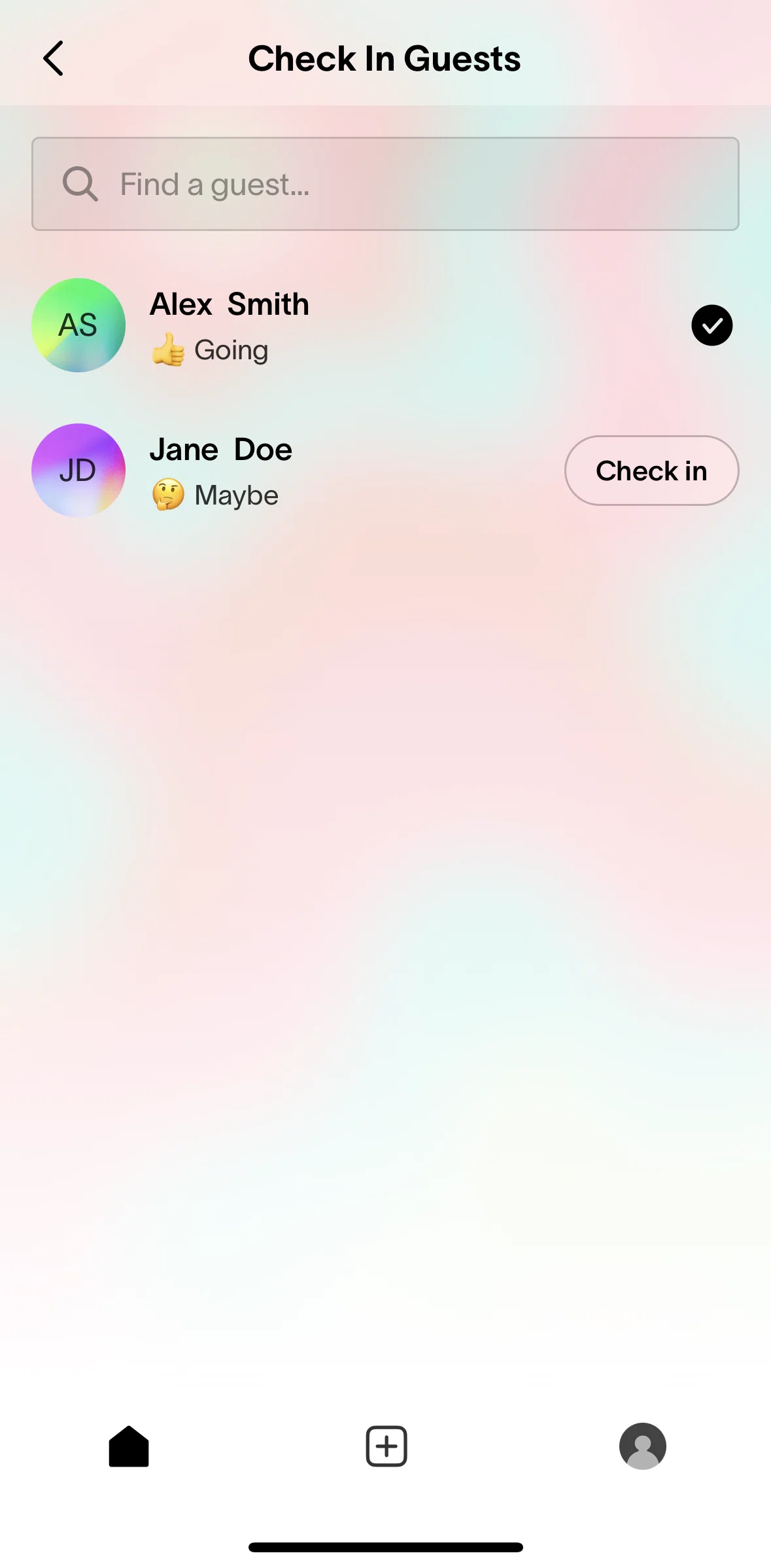 Partiful Screen screen in the Cancelling a check in flow
