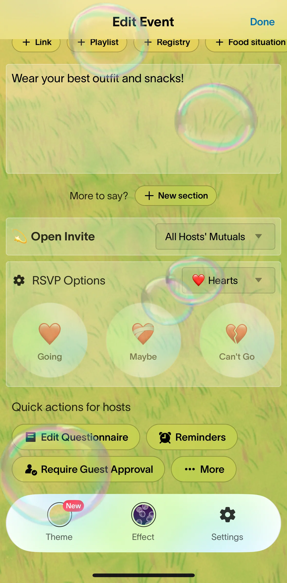 Partiful Screen screen in the Enabling auto reminders flow