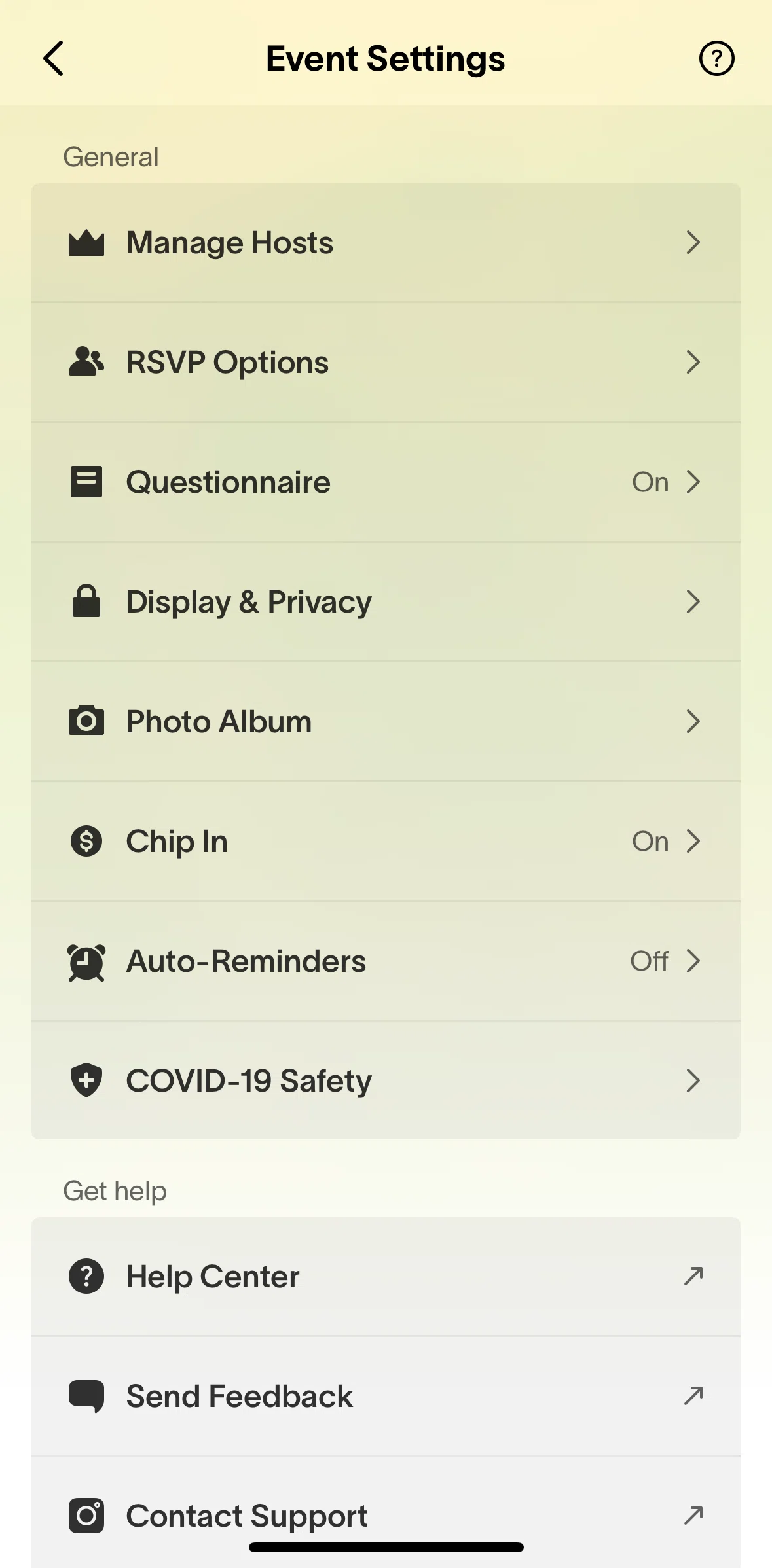 Partiful Screen screen in the Enabling cohosts flow