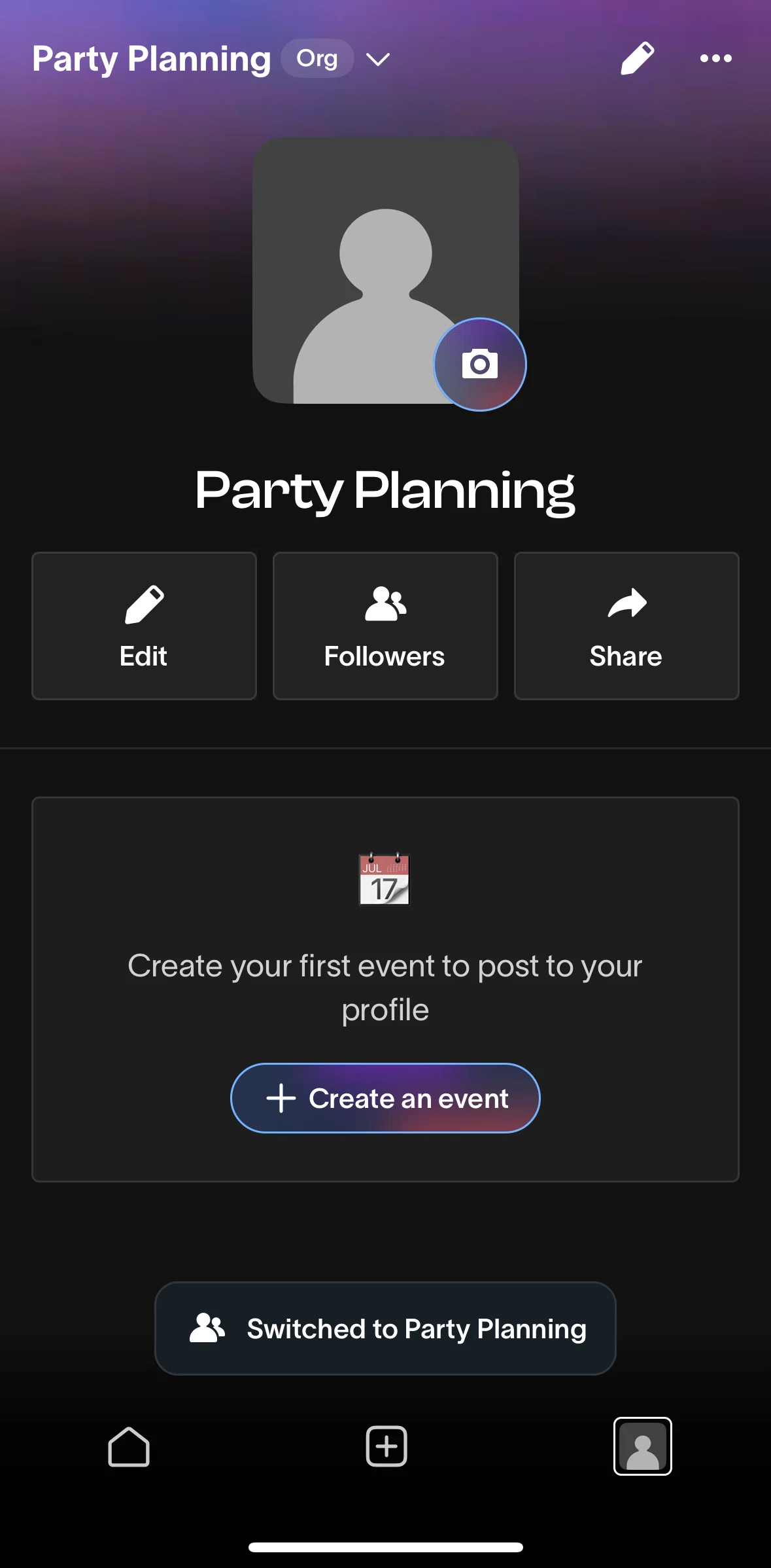 Partiful Screen screen in the Followers flow