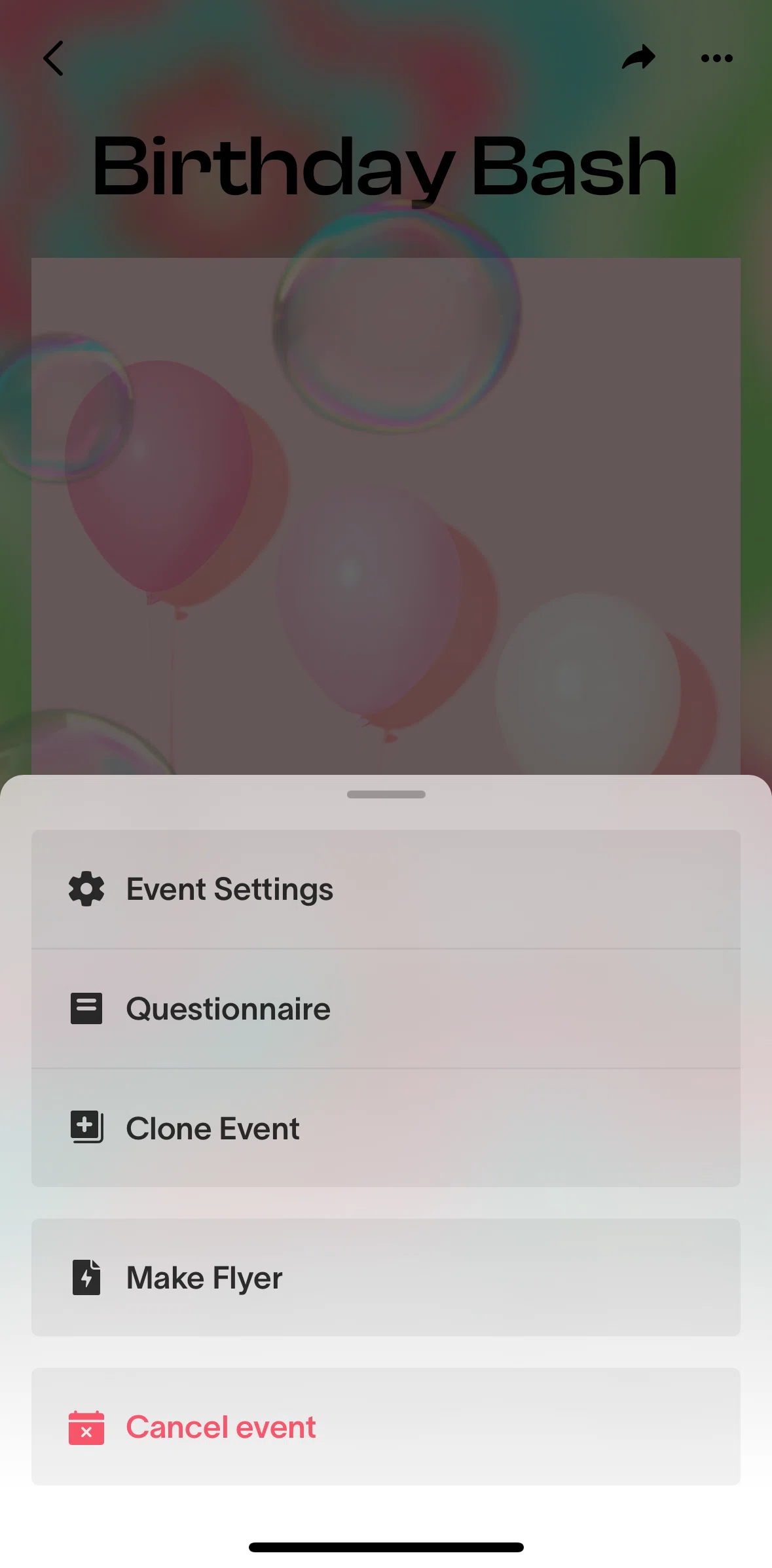 Partiful Screen screen in the Make a flyer flow