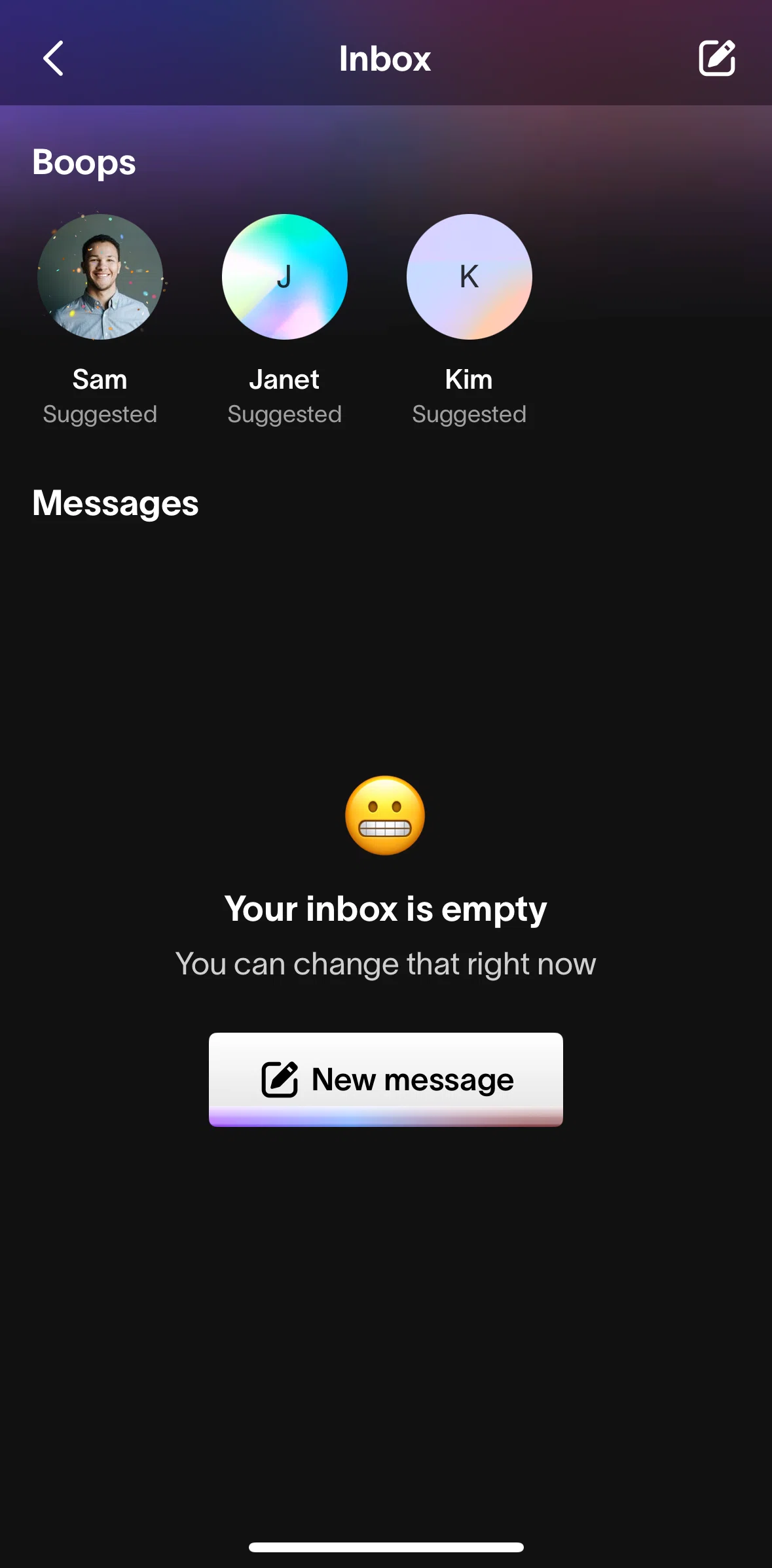 Partiful Screen screen in the Sending a message flow
