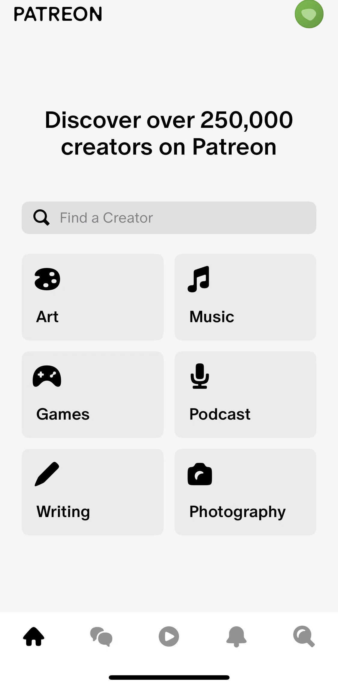 Patreon Screen screen in the Editing profile flow