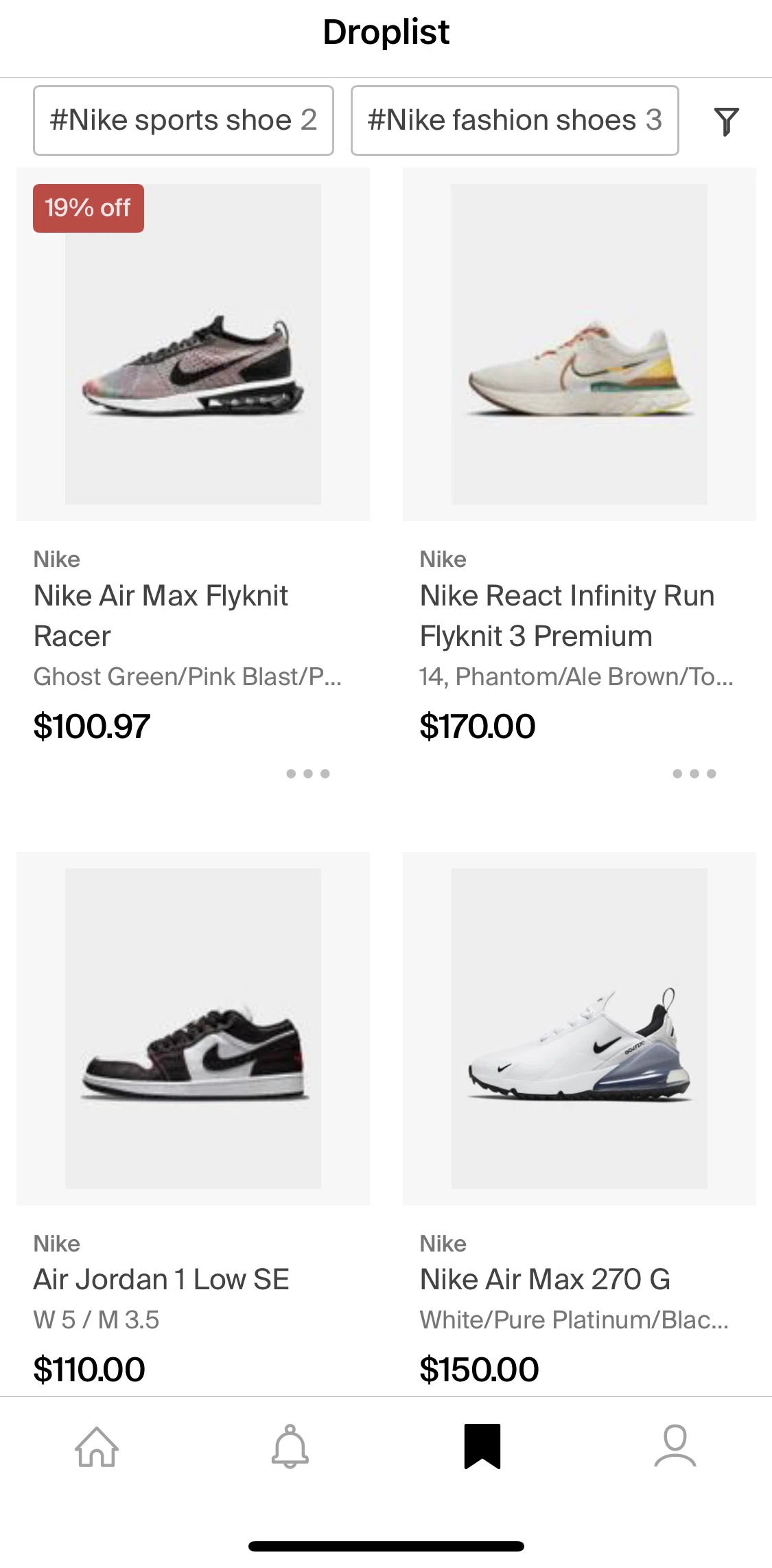 PayPal Honey Screen screen in the Filtering droplist flow
