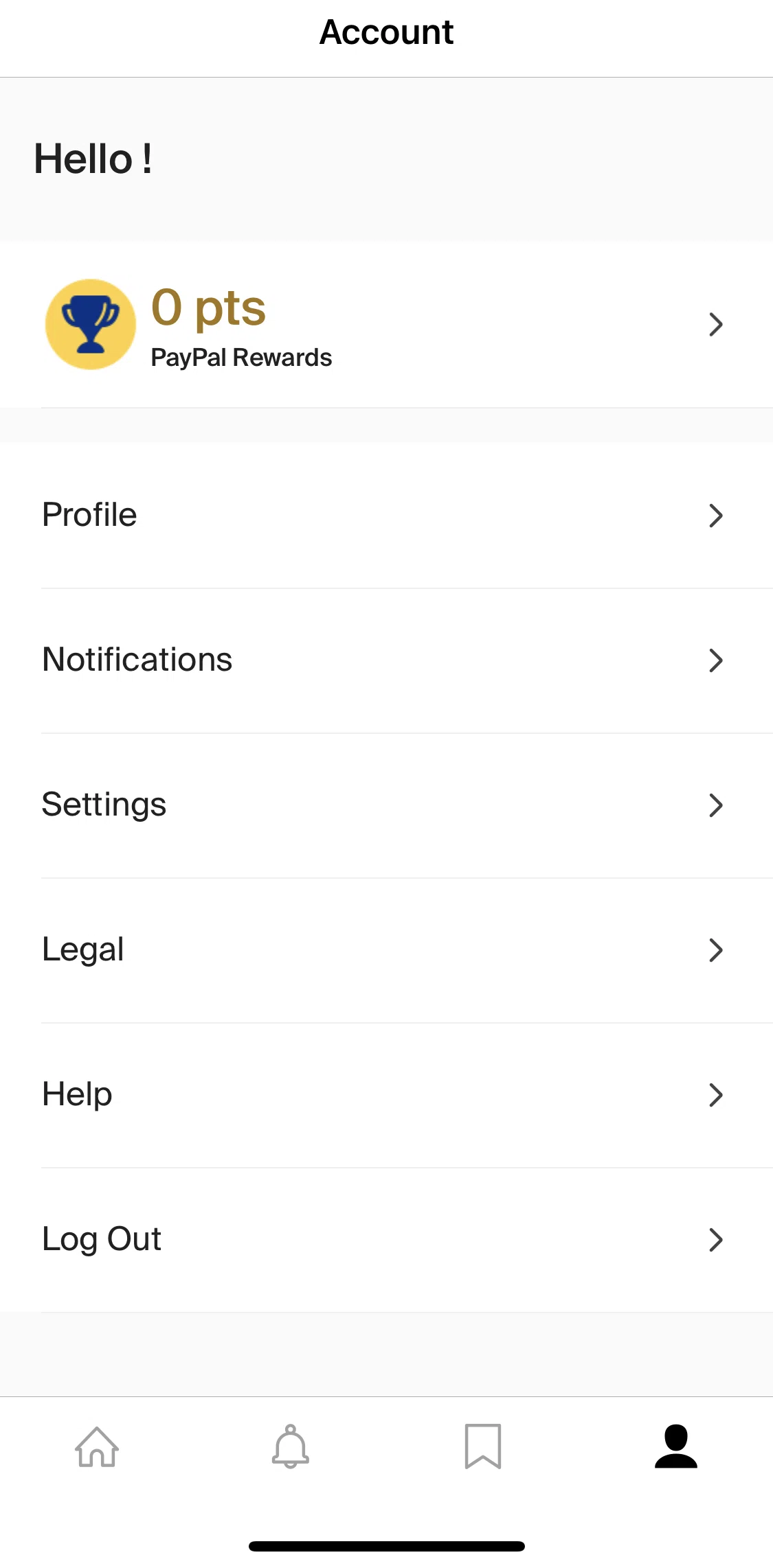PayPal Honey Screen screen in the Profile flow
