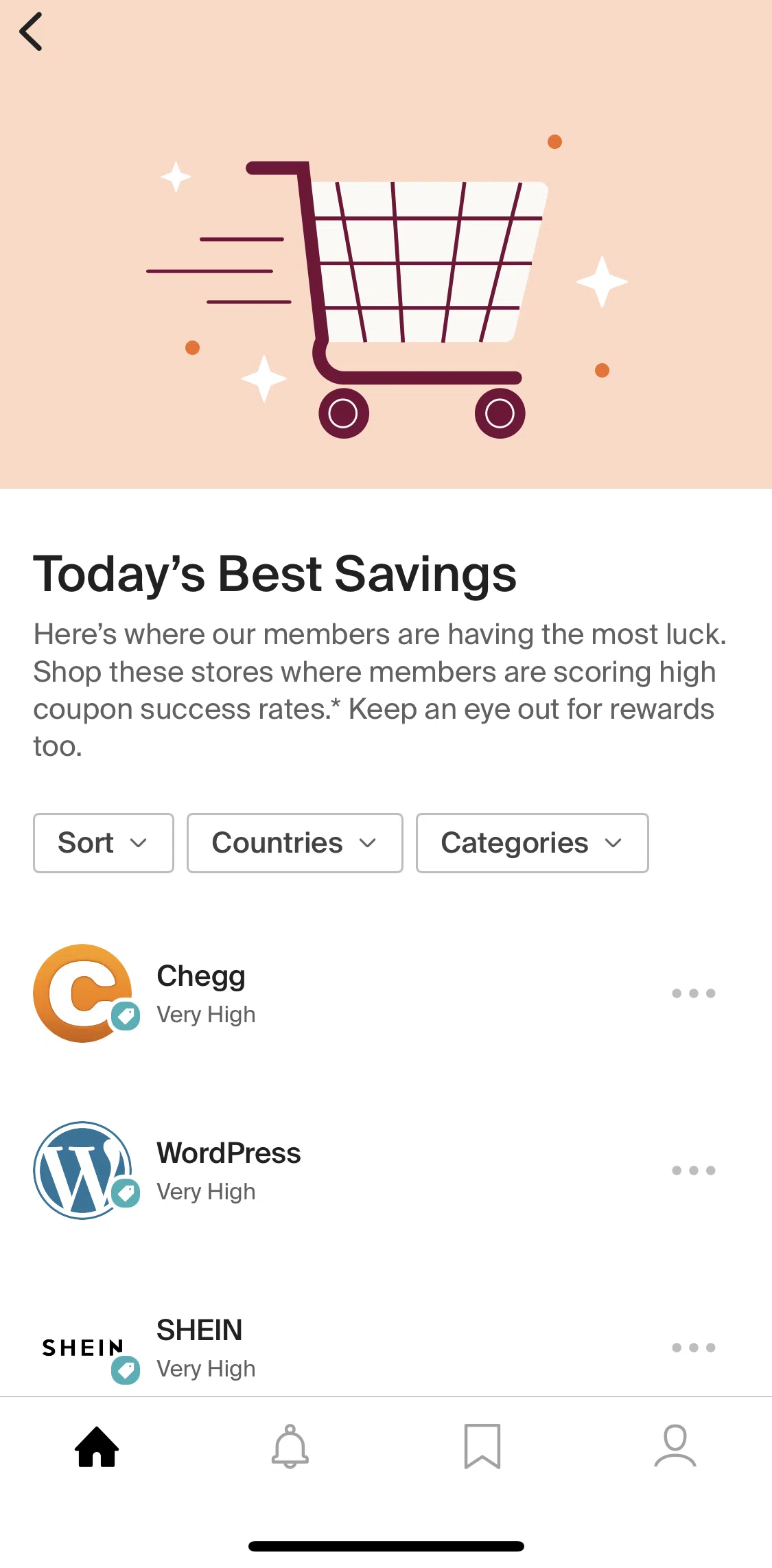 PayPal Honey Screen screen in the Sorting results (best savings) flow