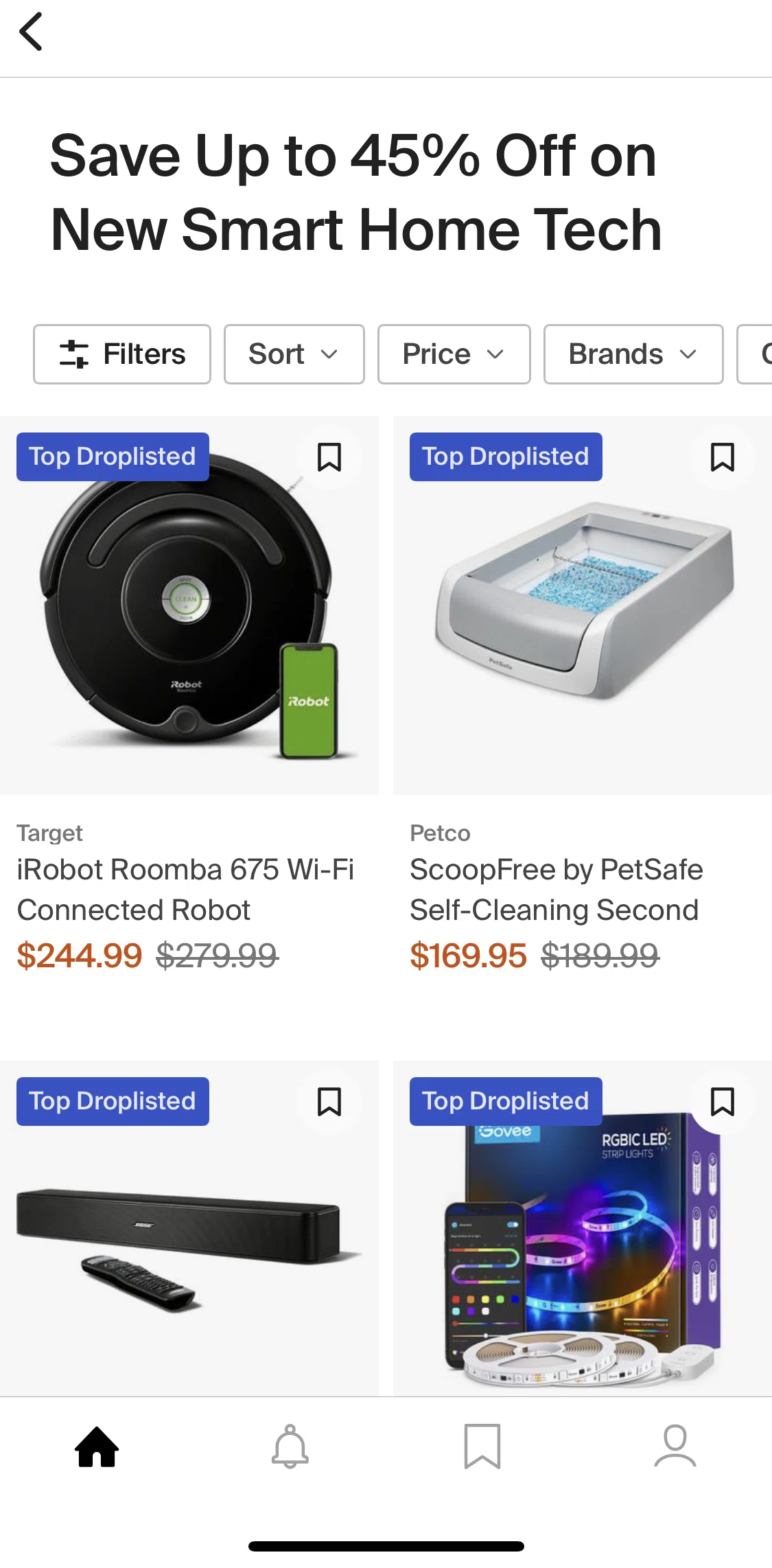PayPal Honey Screen screen in the Sorting results (home tech) flow