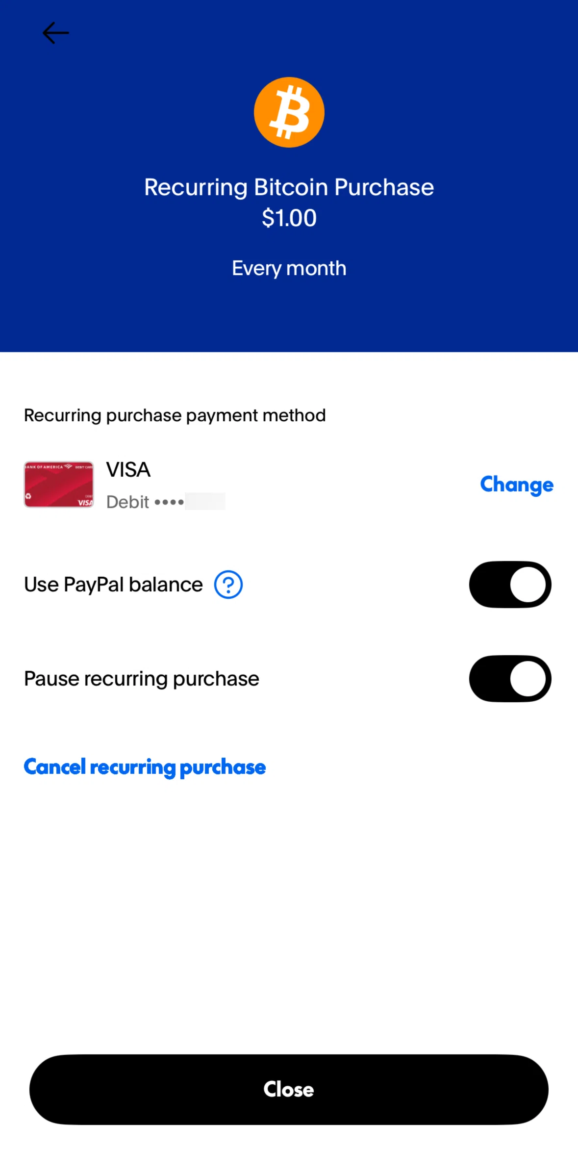 Paypal Screen screen in the Canceling a purchase flow