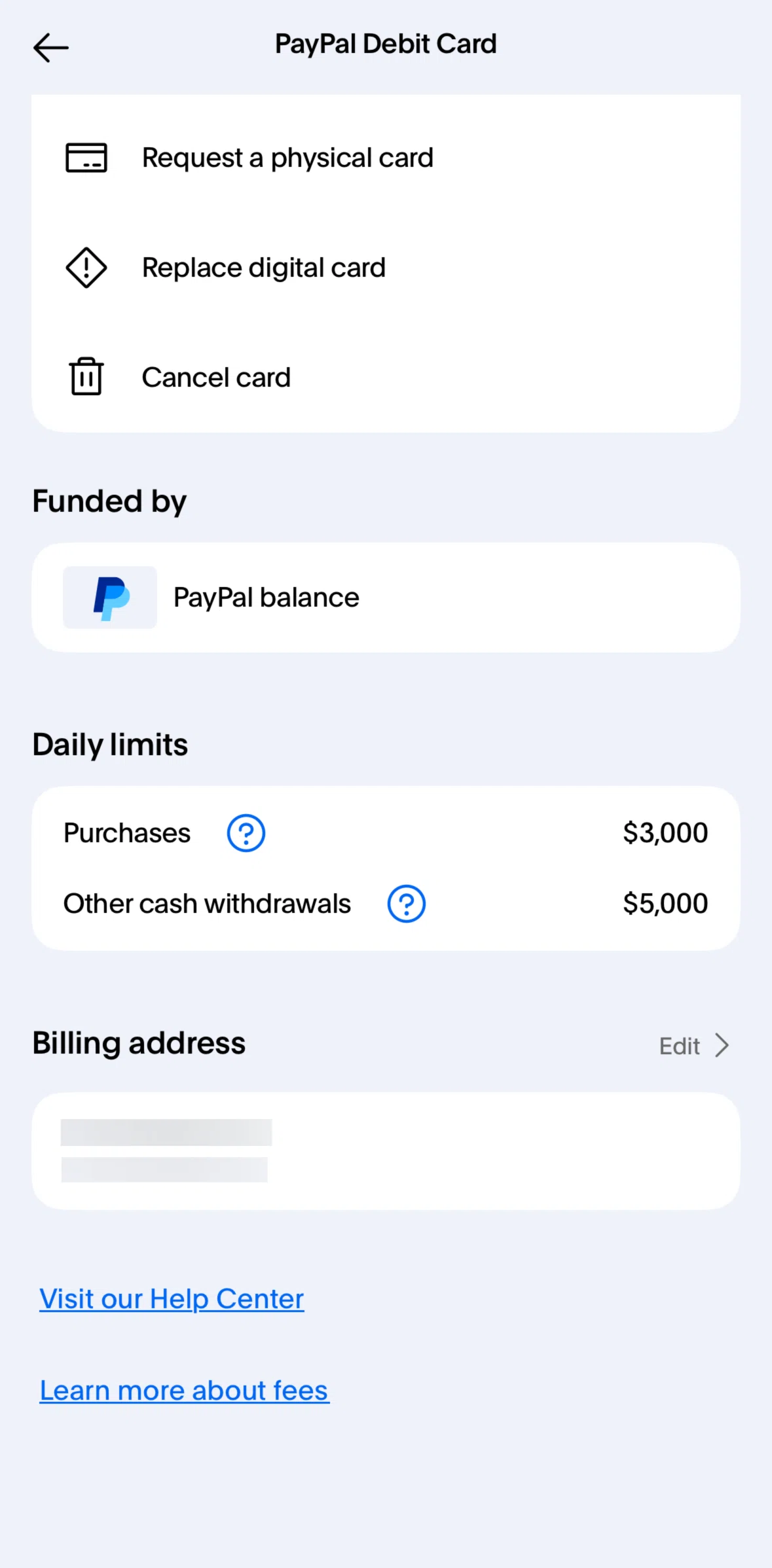 Paypal Screen screen in the Changing a billing address flow