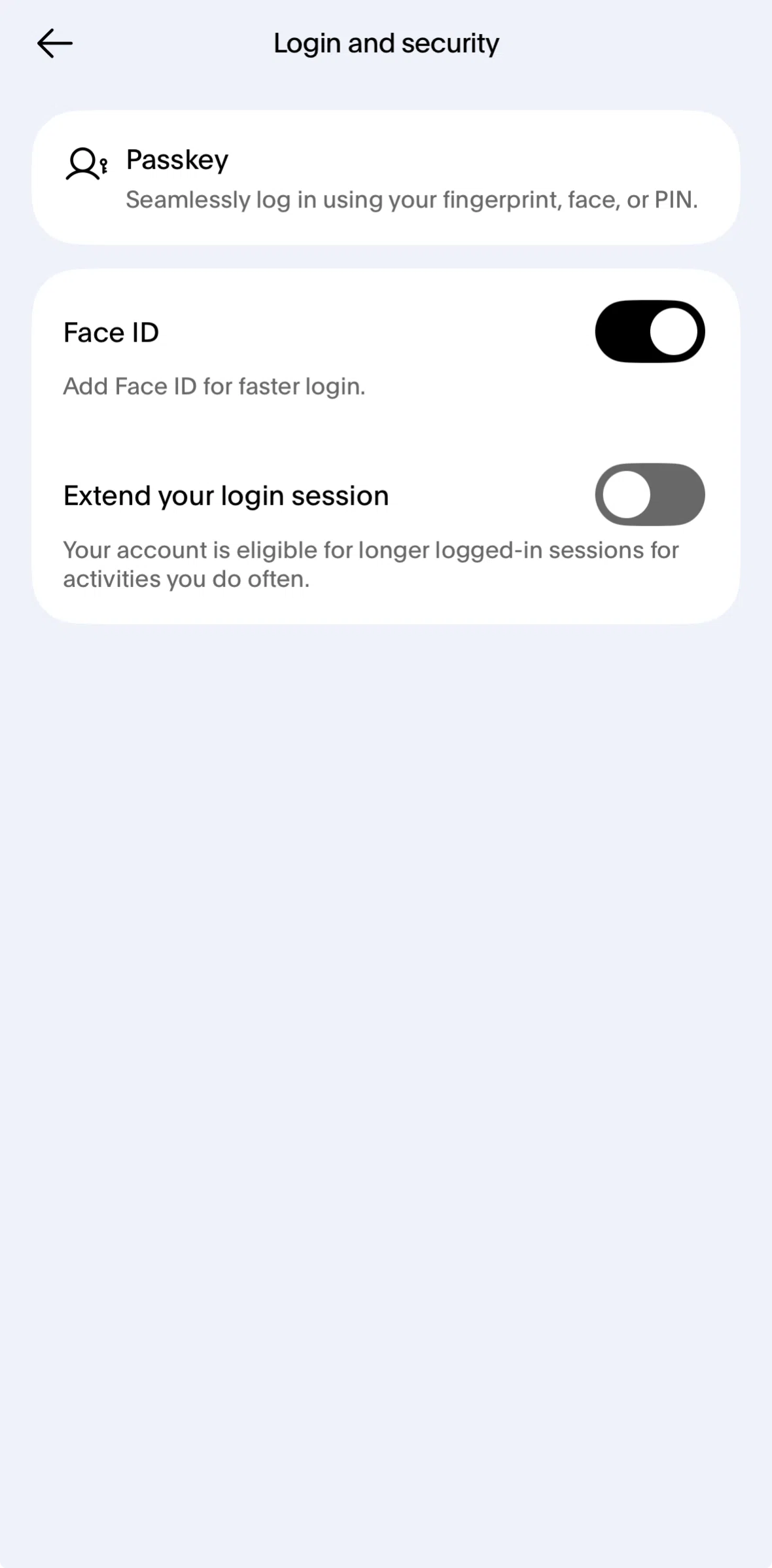 Paypal Screen screen in the Deleting a passkey flow