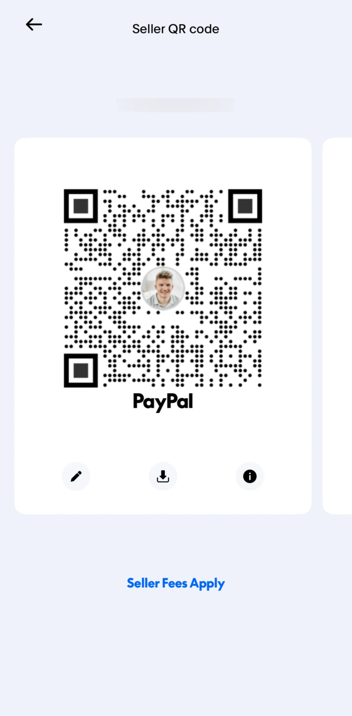 Paypal Screen screen in the How to use PayPal QR codes flow