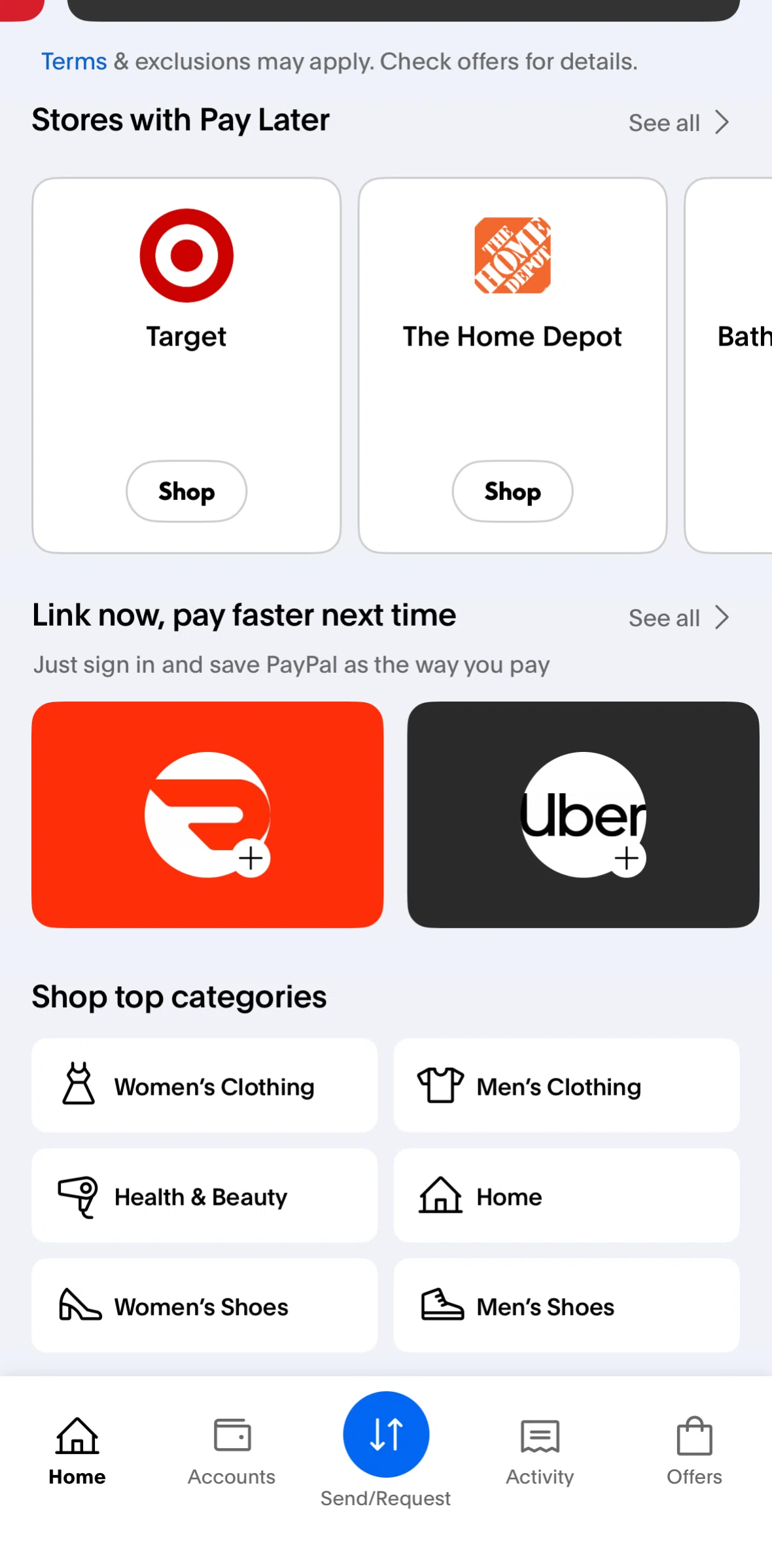 Paypal Screen screen in the Link businesses flow