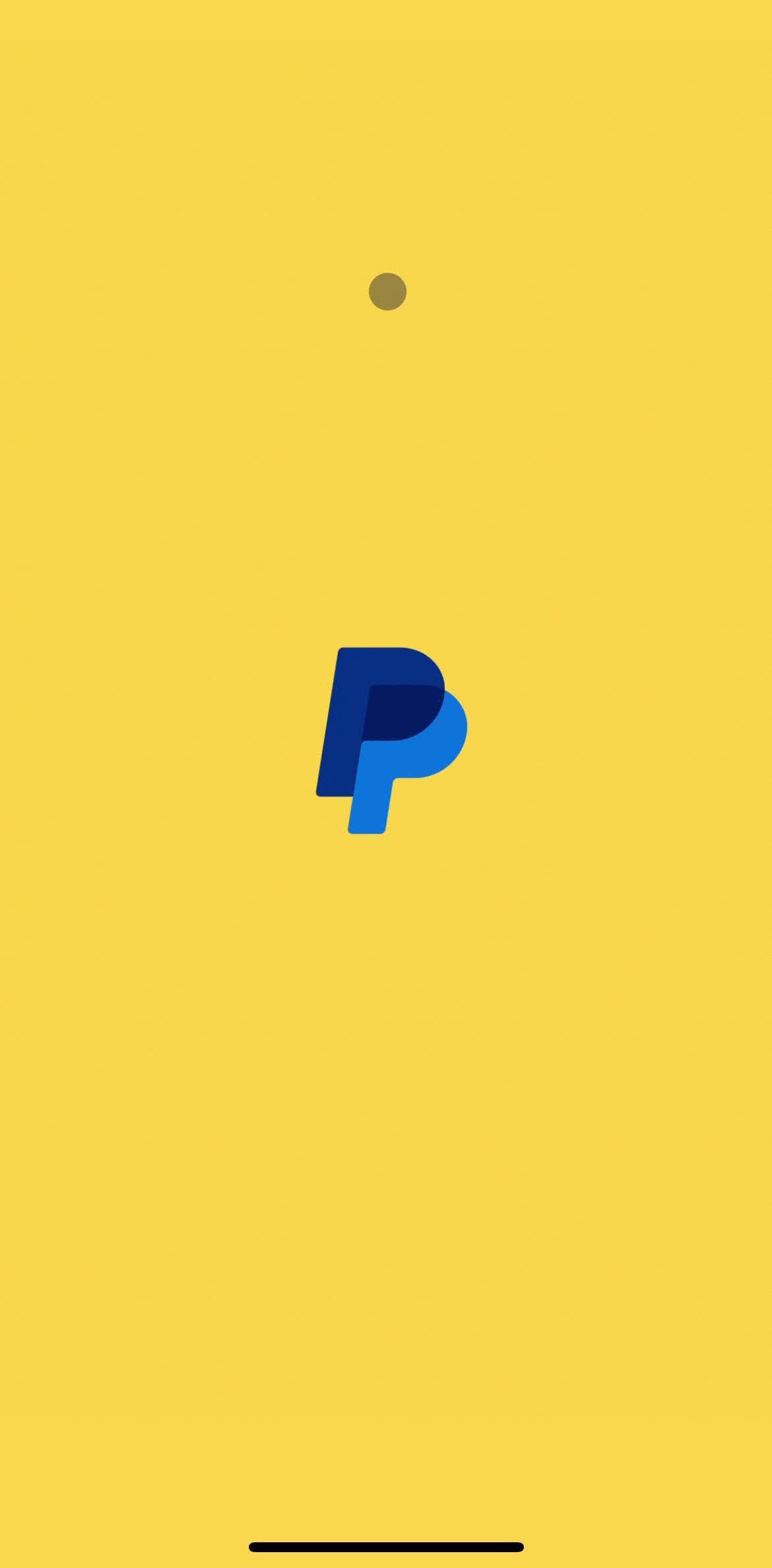 Paypal Splash screen screen in the Onboarding flow