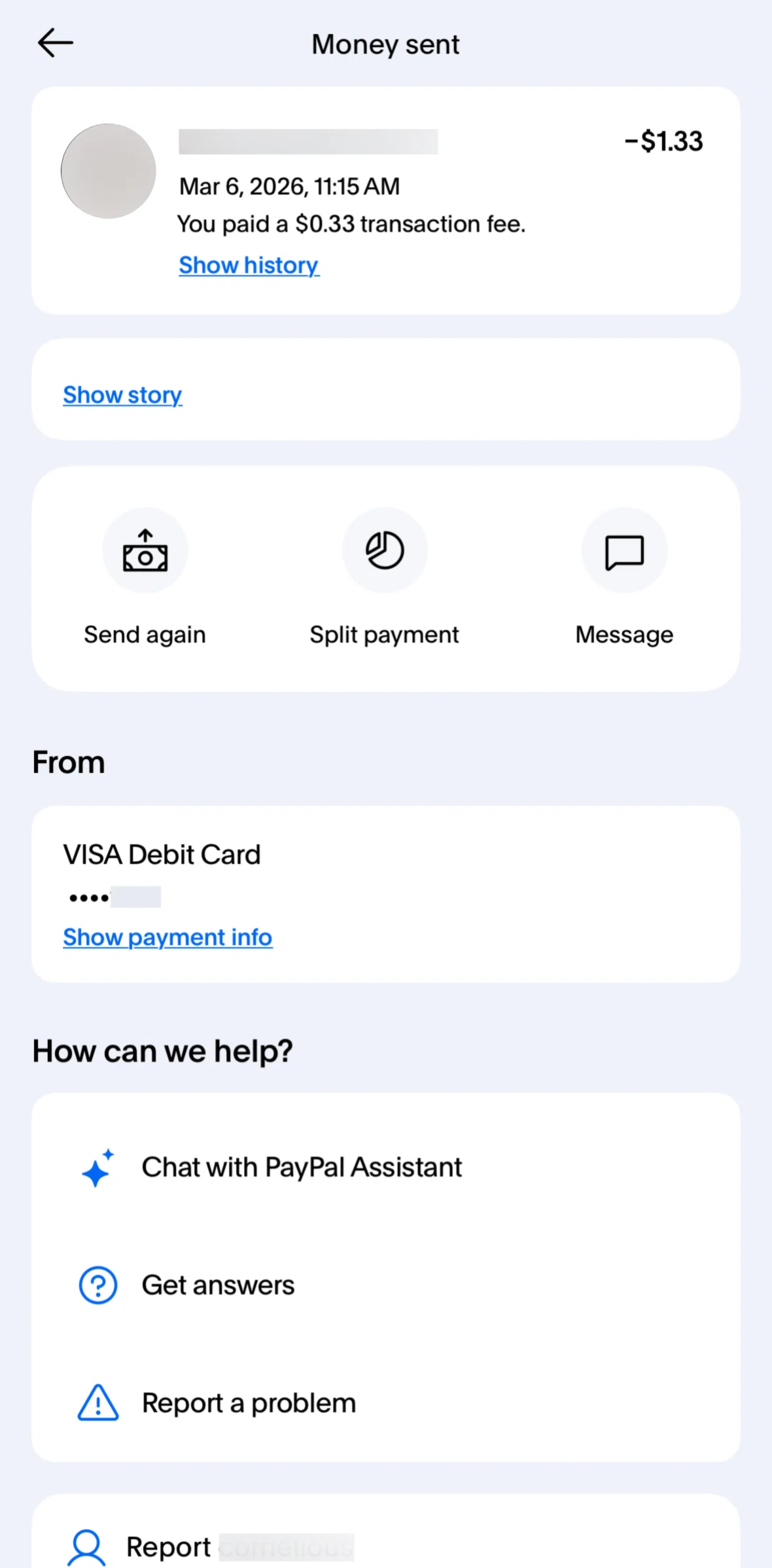 Paypal Screen screen in the Payment information flow