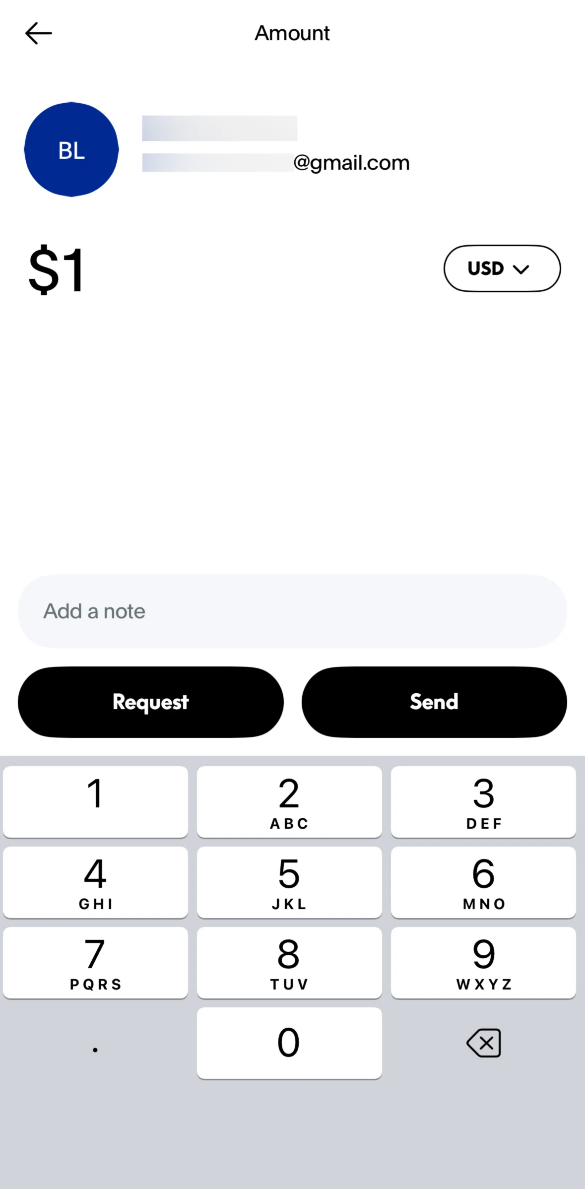 Paypal Screen screen in the Requesting money flow