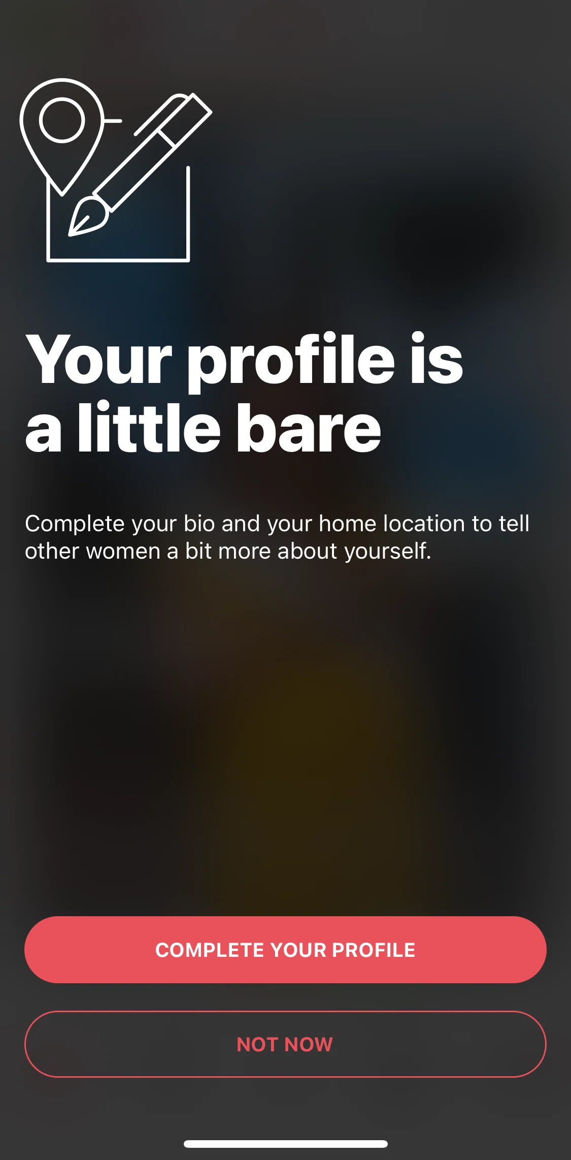Peanut Screen screen in the Completing profile setup flow