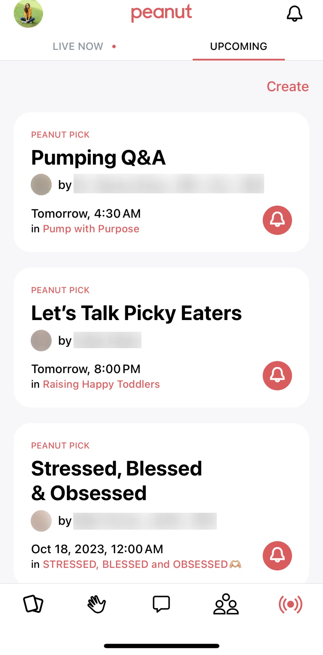 Peanut Screen screen in the Setting a reminder flow