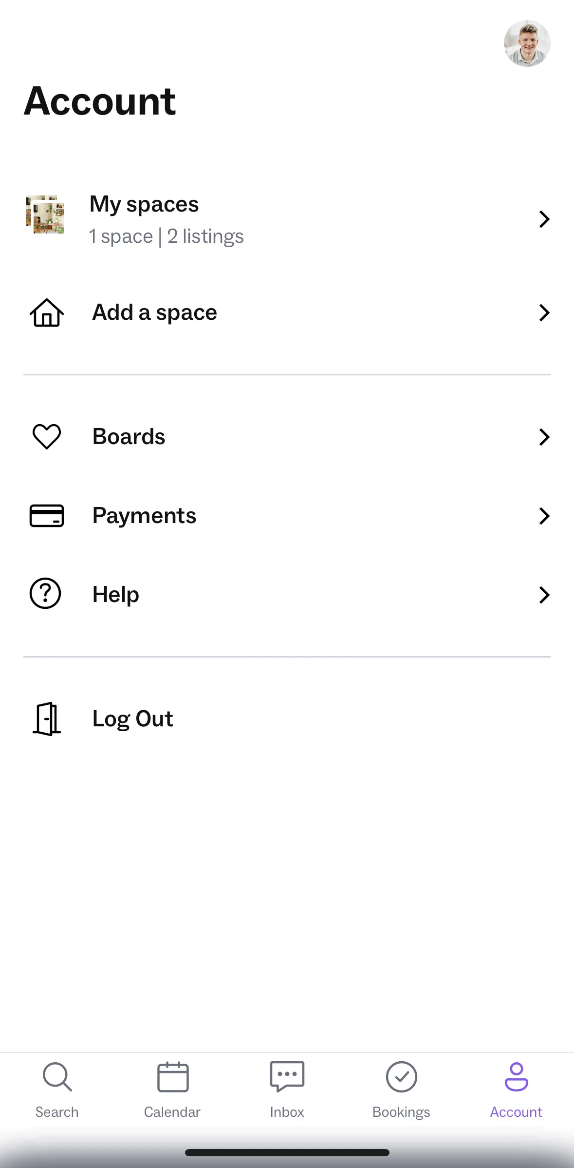 Peerspace Screen screen in the Inbox (Peerspace Hosting) flow