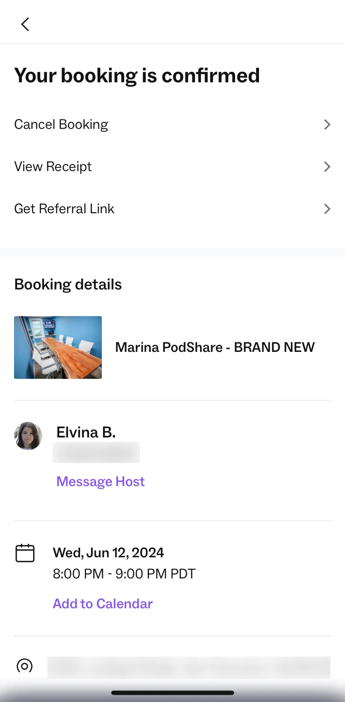 Peerspace Screen screen in the Referrals flow