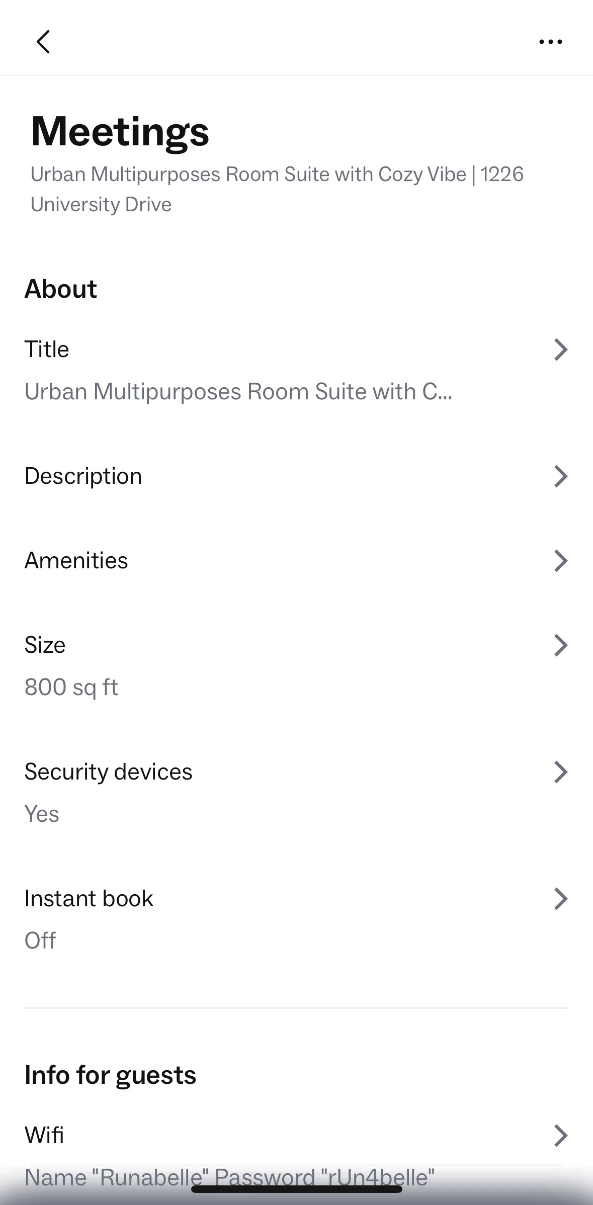 Peerspace Screen screen in the View preview listing flow