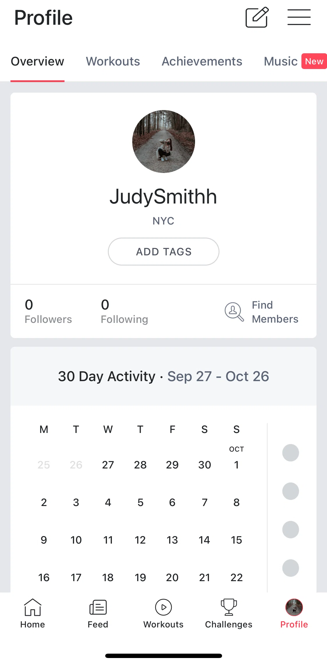 Peloton Screen screen in the Adding tags to profile flow