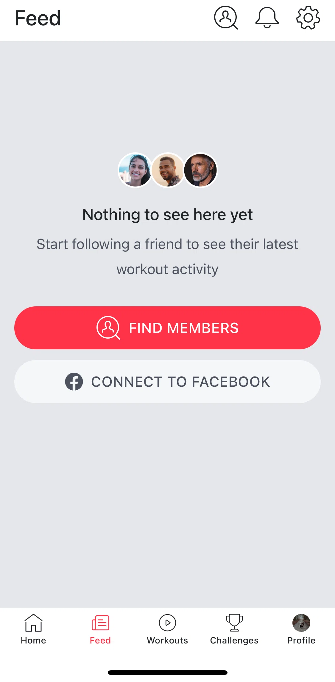 Peloton Screen screen in the Finding and following members flow