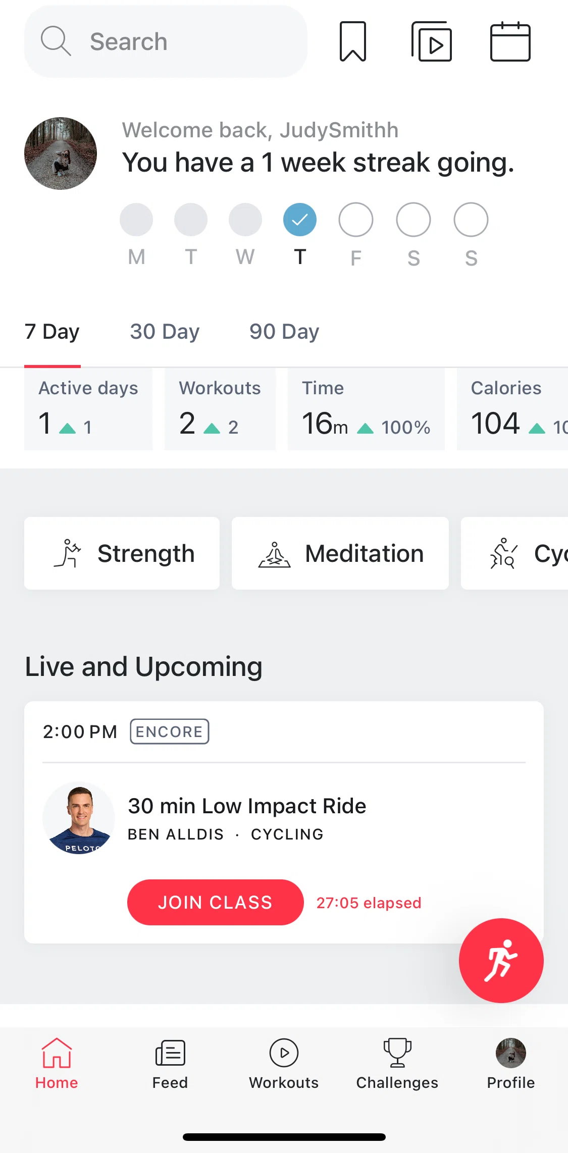 Peloton Screen screen in the Profile flow