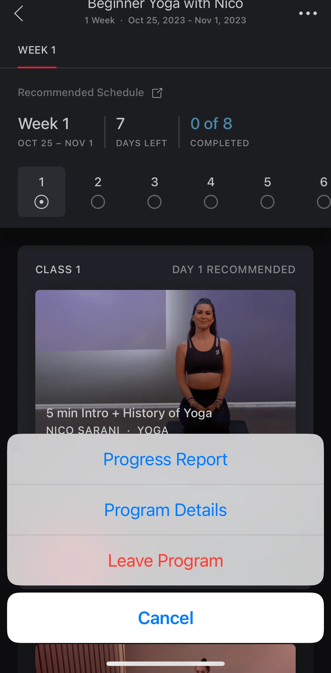 Peloton Screen screen in the Program details flow