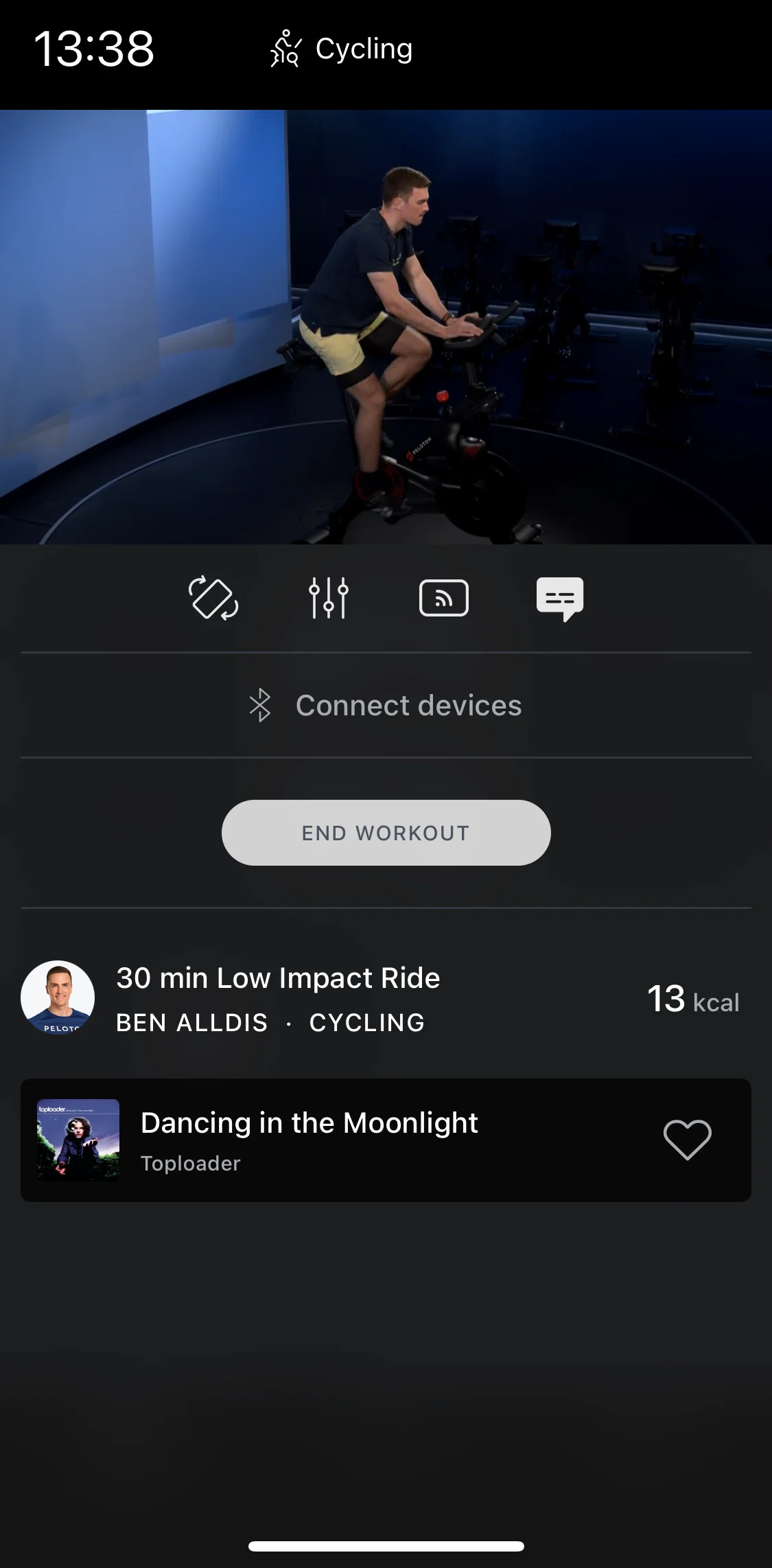 Peloton Screen screen in the Switching to horizontal view flow