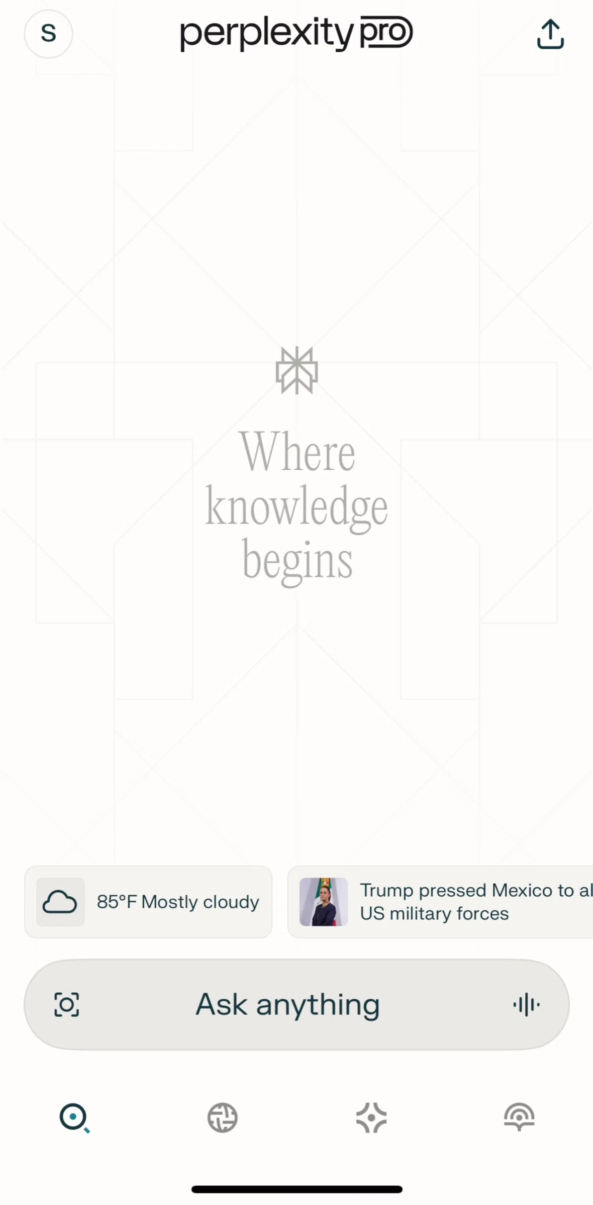Perplexity Screen screen in the Discover flow